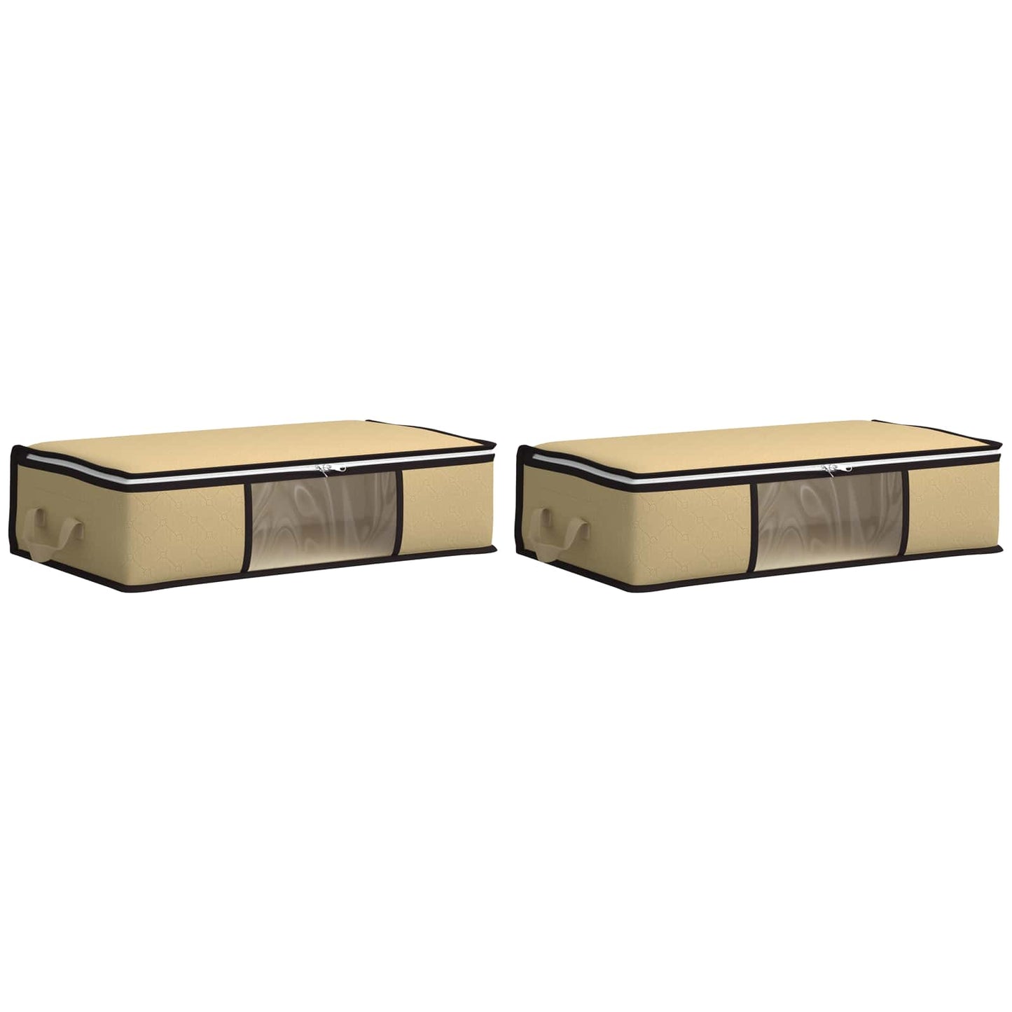 Opbevaringskasse med gennemsigtig sidevindue 2 pcs Cremefarvet