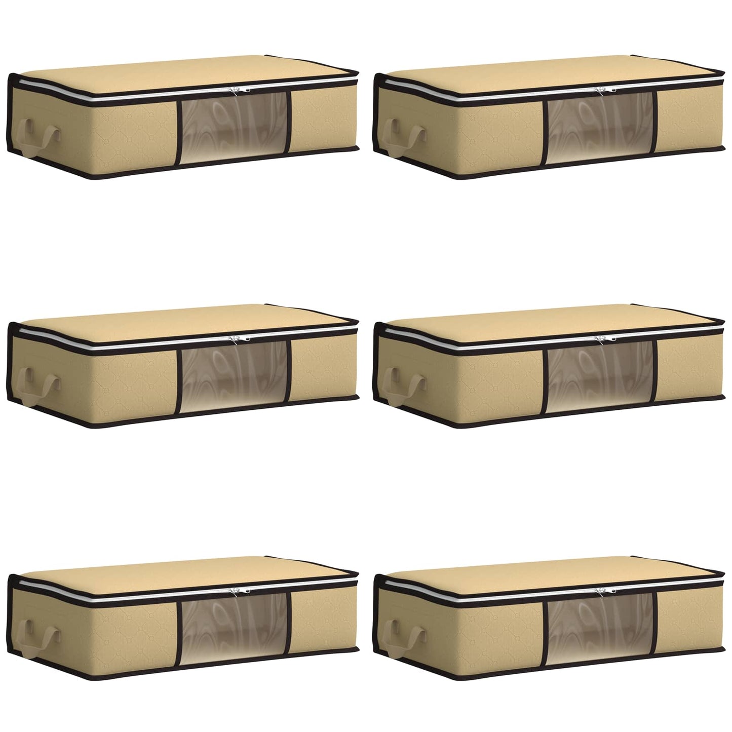 Opbevaringskasse med gennemsigtig sidevindue 6 pcs Cremefarvet
