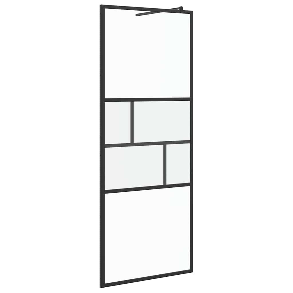 Walk-in brusevæg Sort 80 x 195 x 0.5 cm Glas og Aluminium