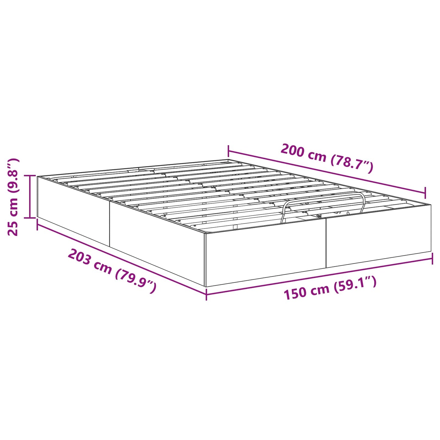 Ottoman Sengestel Grå Sonoma 203 x 150 x 25 cm Konstrueret træ
