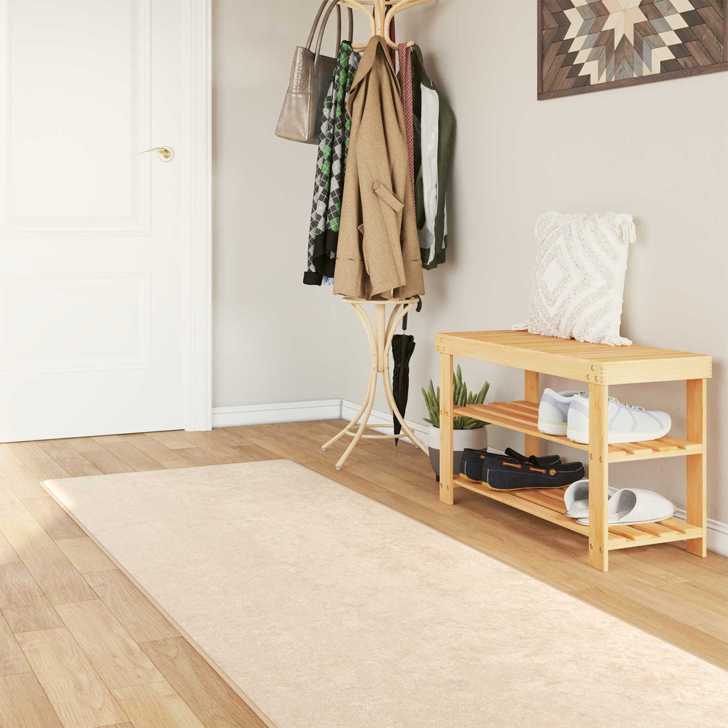 Tæppe Runner MARSA Creme 80 x 300 cm Polyester og PVC