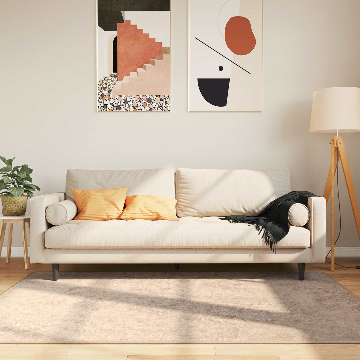 Tæppe Runner MARSA Beige 120 x 170 cm Polyester og PVC