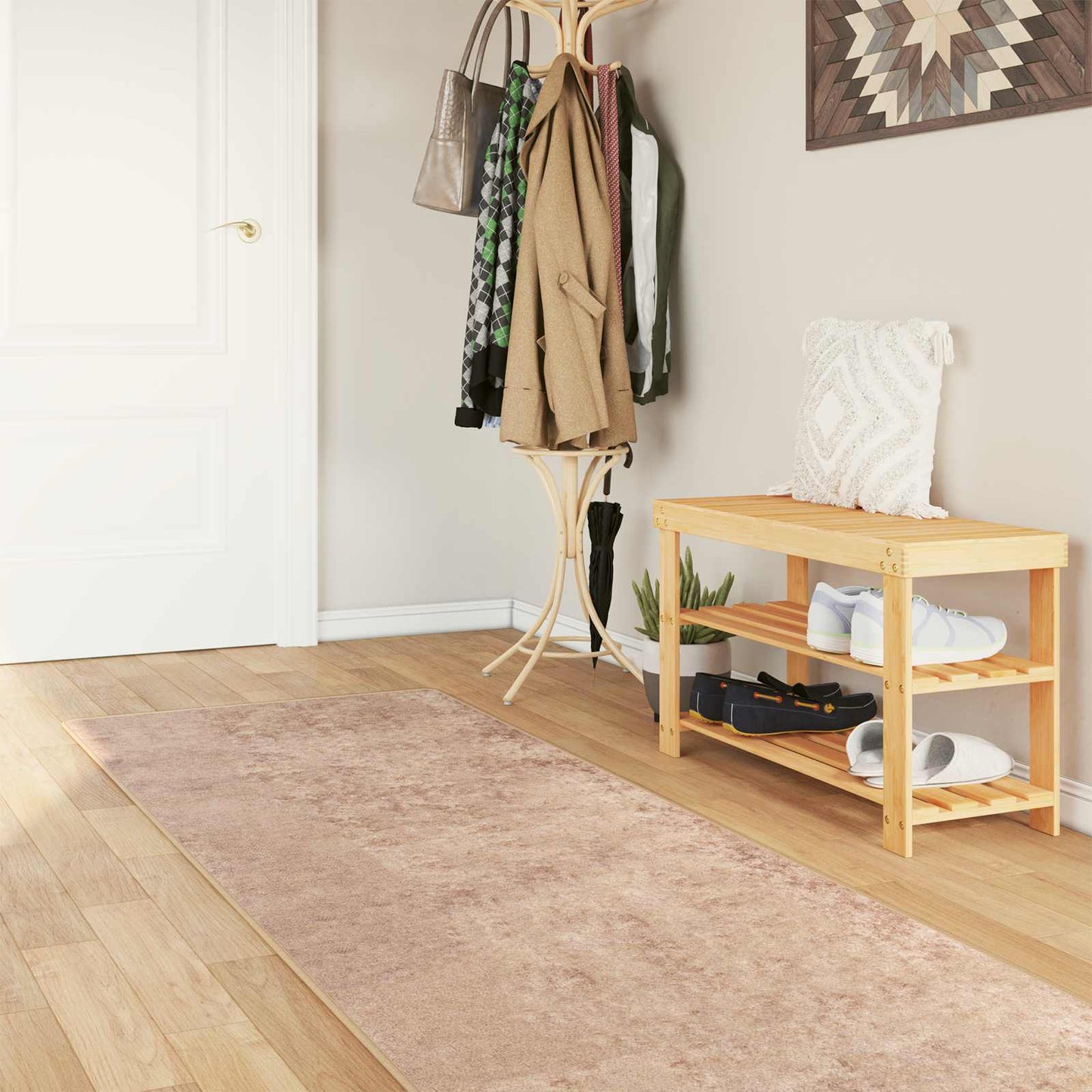 Tæppe Runner MARSA Sandfarvet 80 x 350 cm Polyester og PVC
