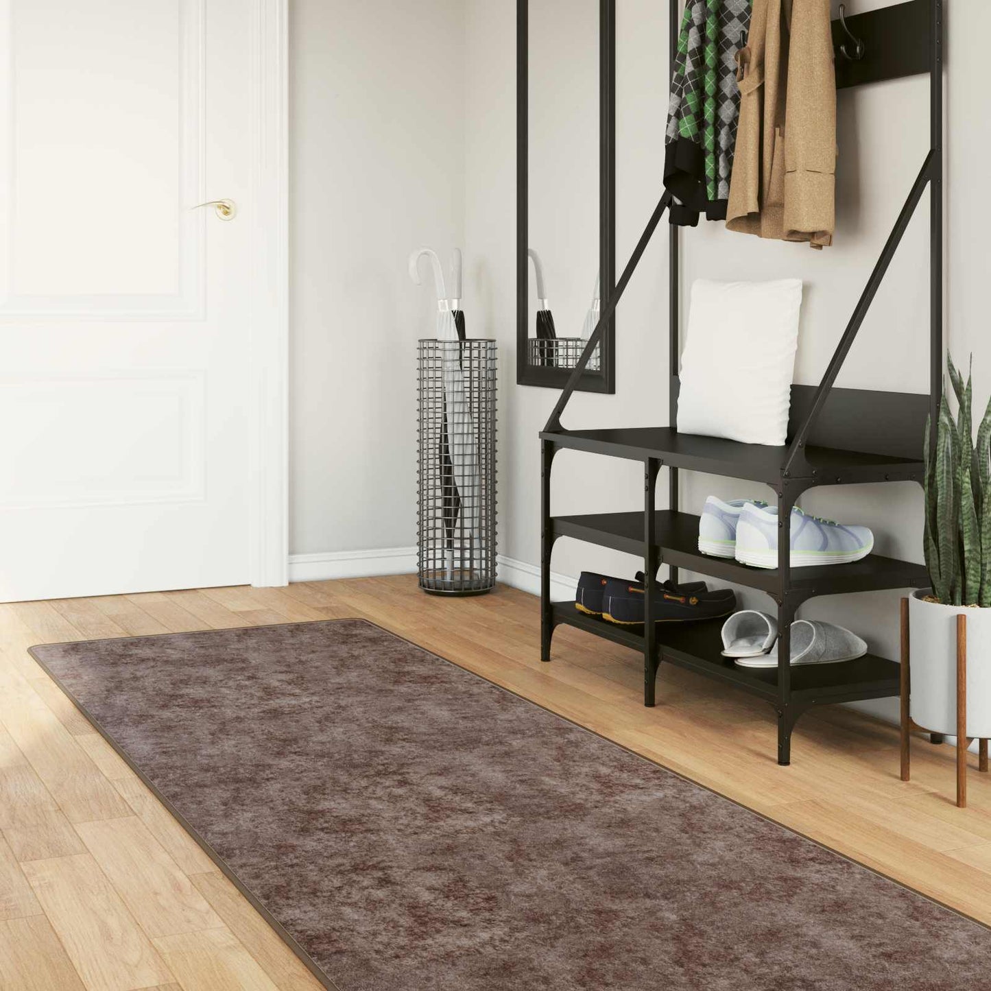 Tæppe Runner MARSA Grå 100 x 400 cm Polyester og PVC