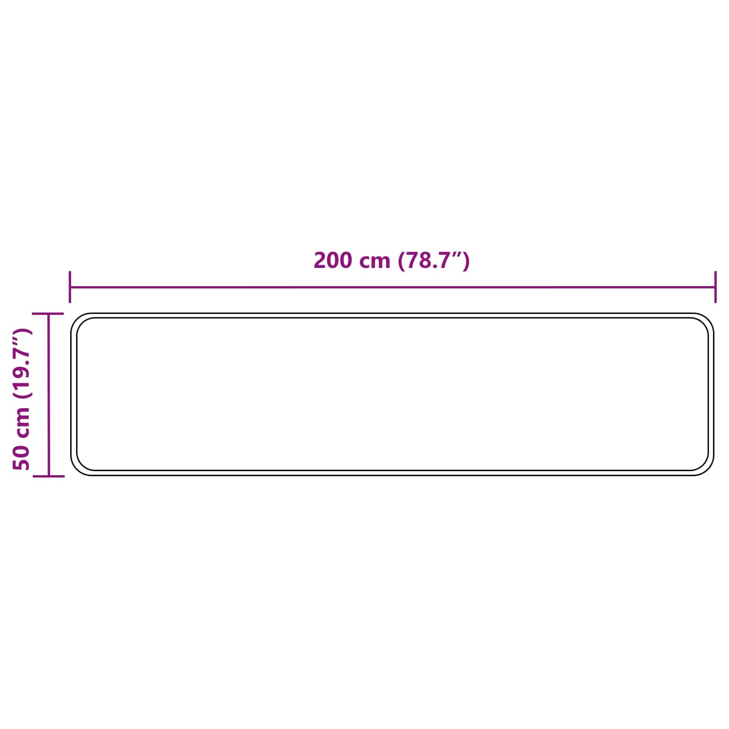 Tæppe Runner MARSA Sort 50 x 200 cm Polyester og PVC
