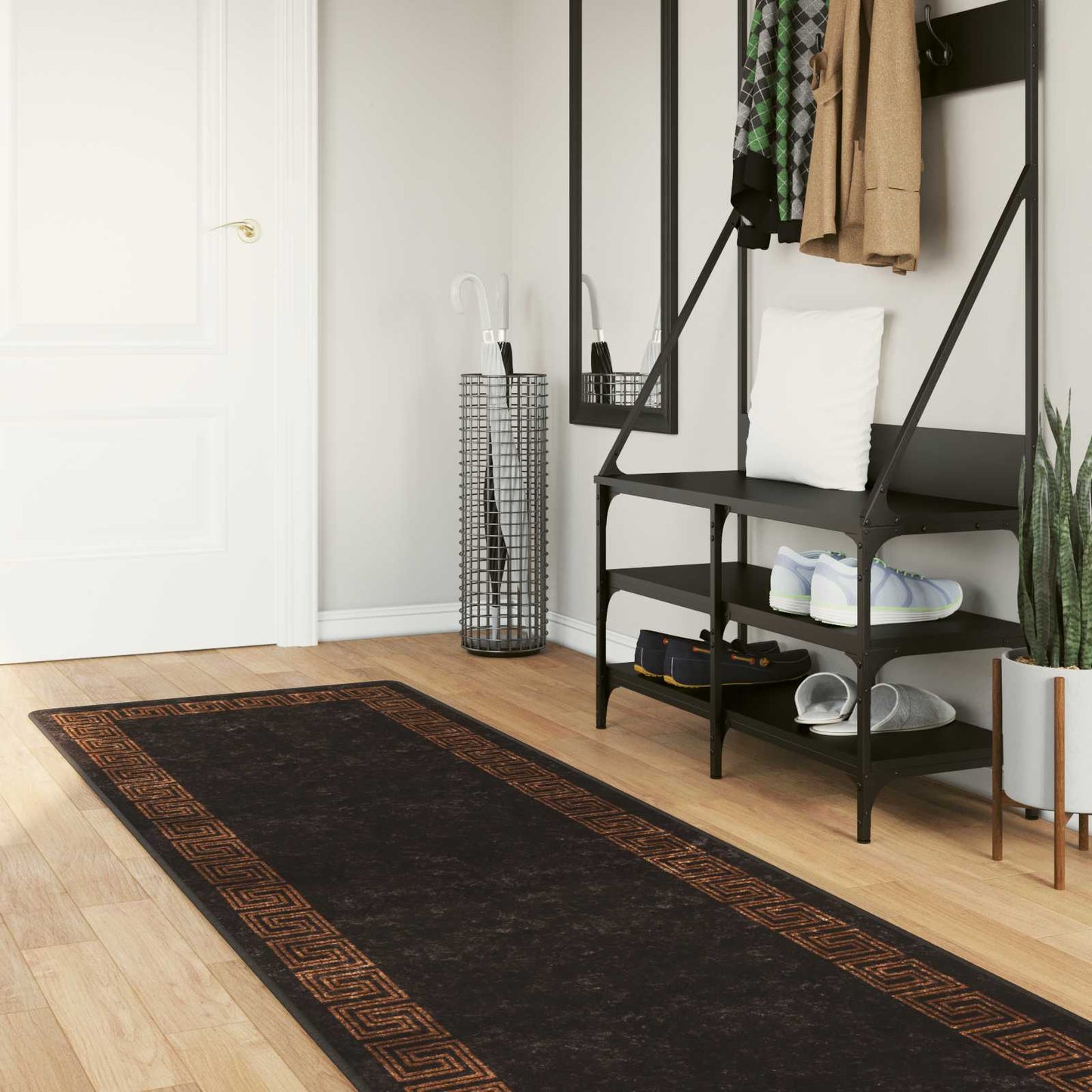 Tæppe Runner MARSA Sort 80 x 250 cm Polyester og PVC