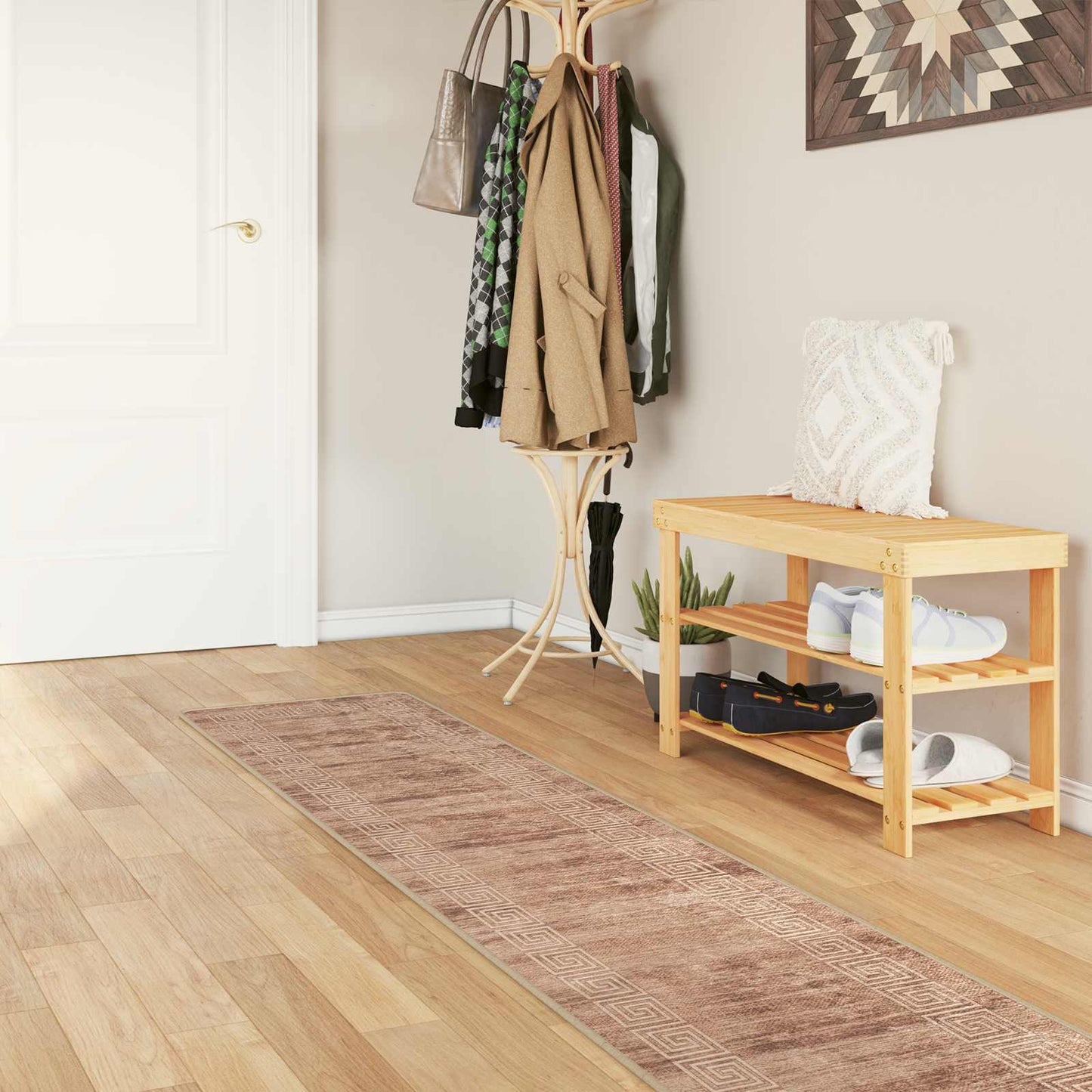 Tæppe Runner MARSA Hvid 50 x 300 cm Polyester og PVC