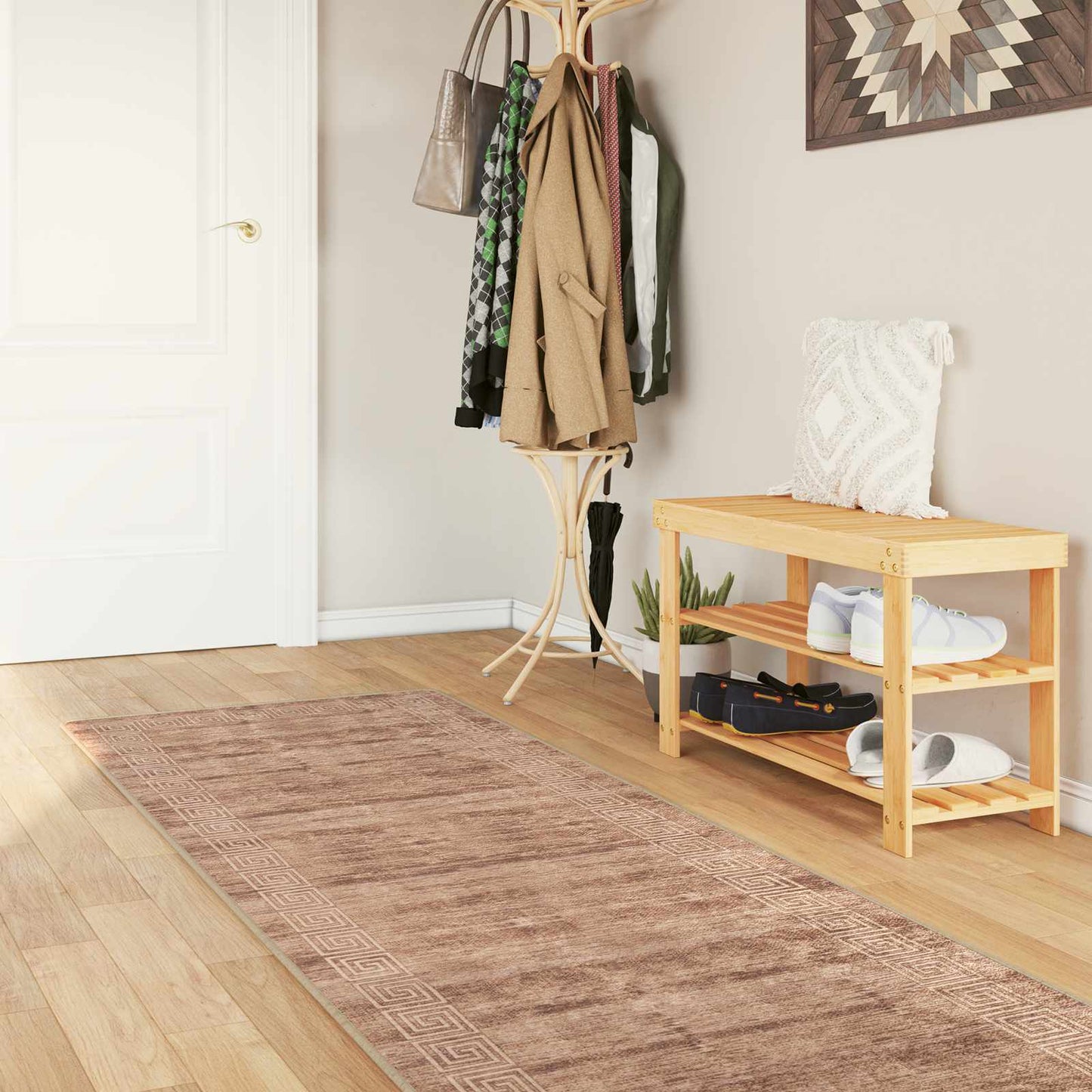 Tæppe Runner MARSA Hvid 100 x 250 cm Polyester og PVC