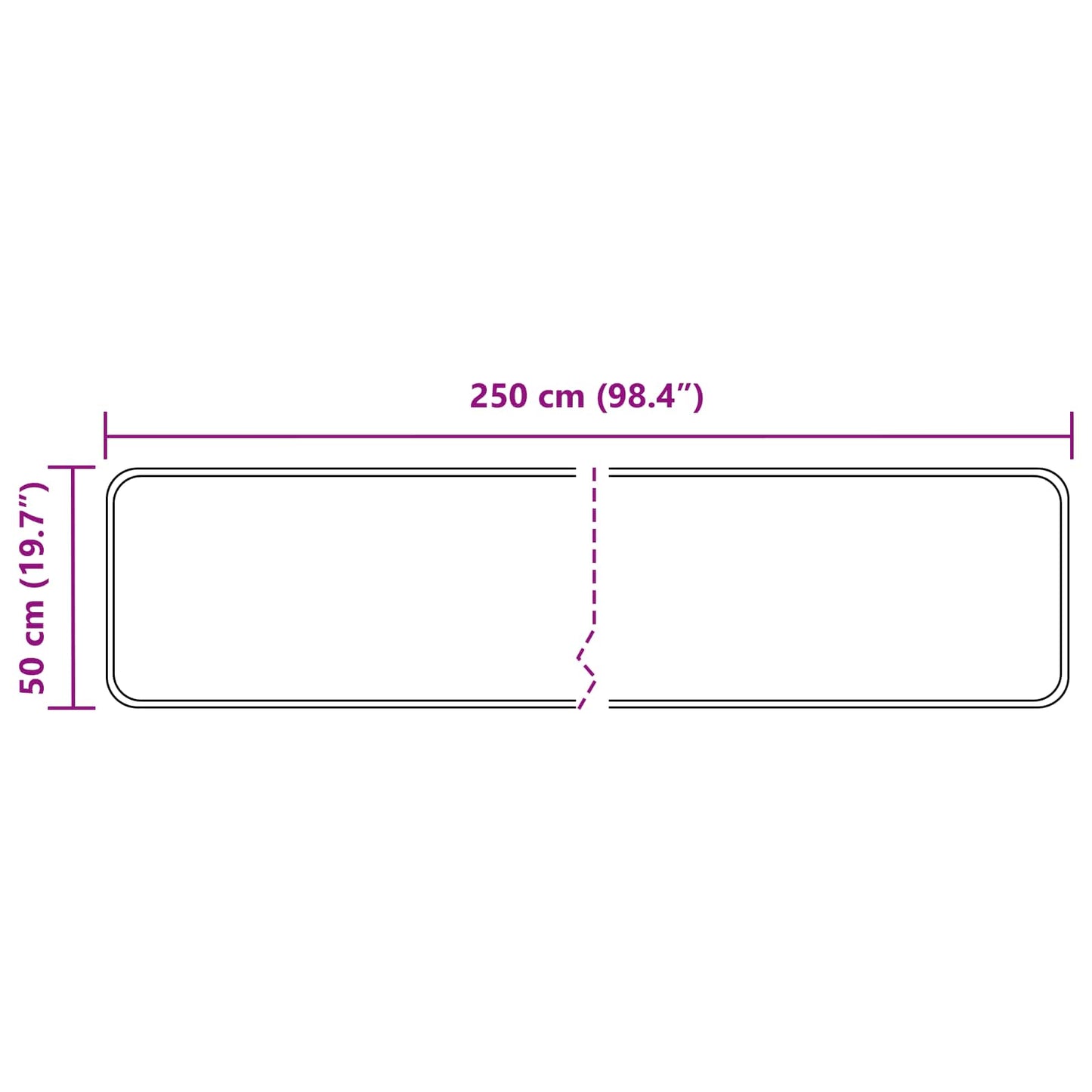 Tæppe Runner MARSA Sort 50 x 250 cm Polyester og PVC