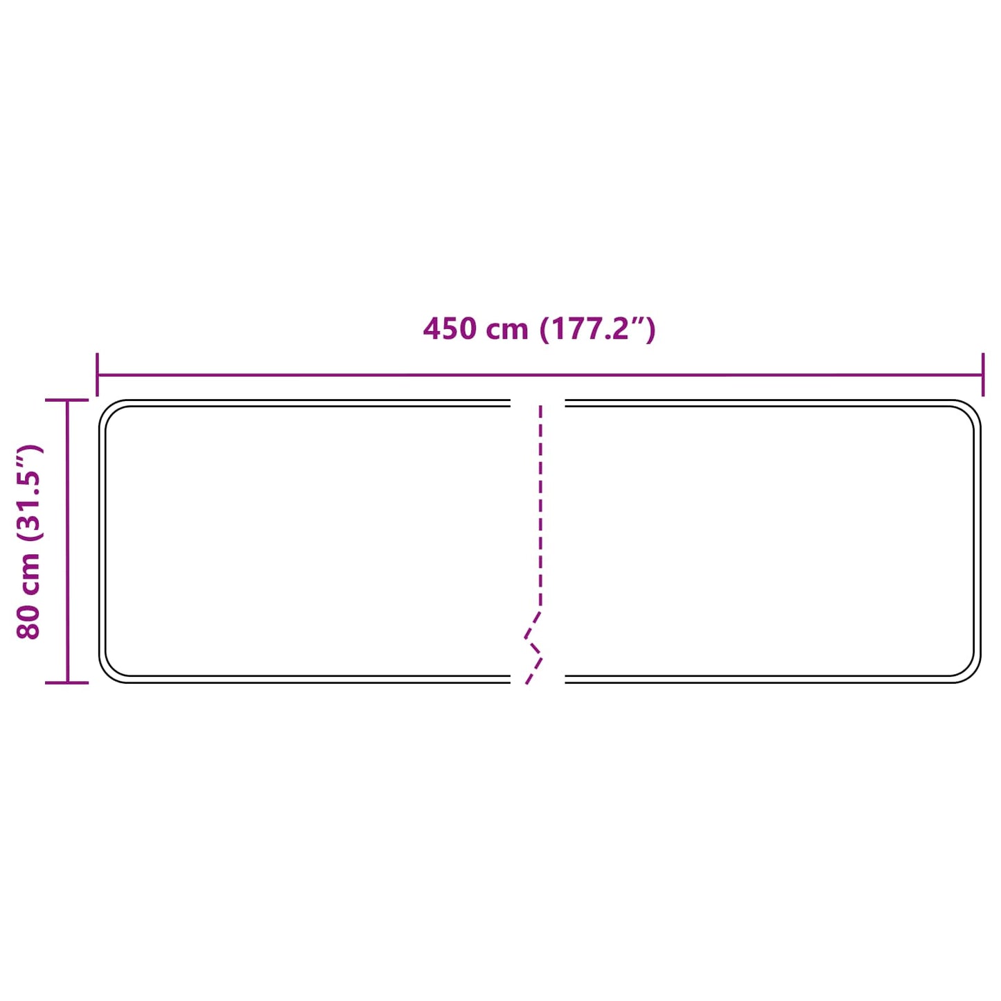 Tæppe Runner MARSA Sort 80 x 450 cm Polyester og PVC