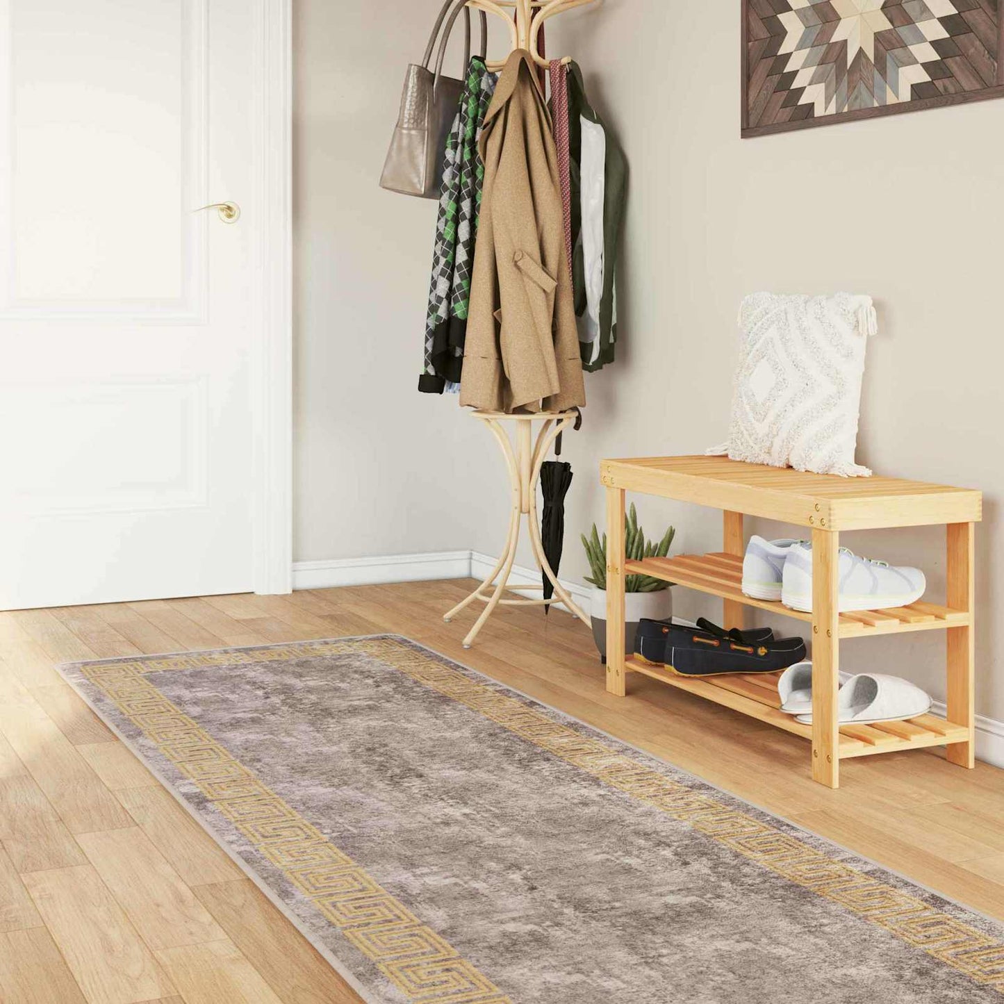Tæppe Runner MARSA Grå 80 x 400 cm Polyester og PVC