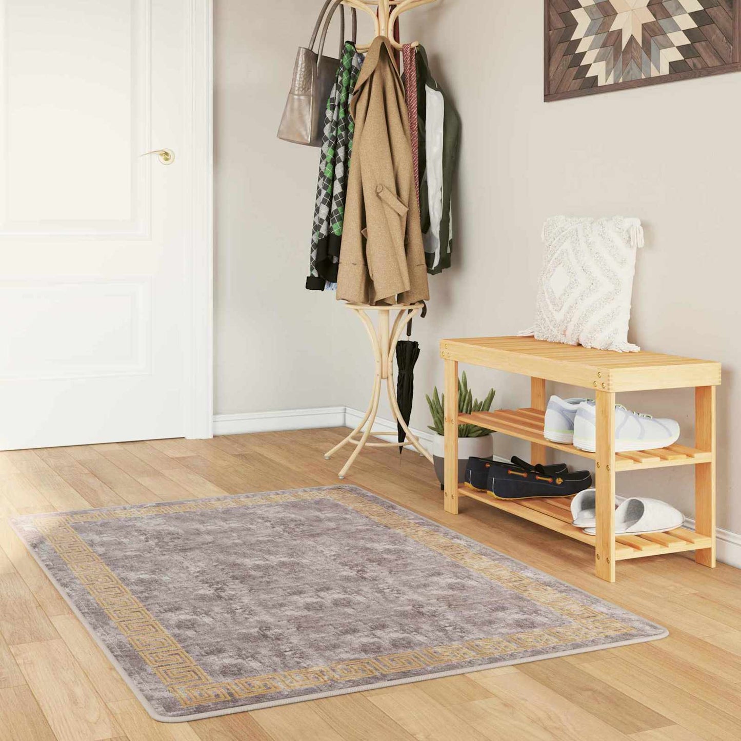 Tæppe Runner MARSA Grå 100 x 150 cm Polyester og PVC