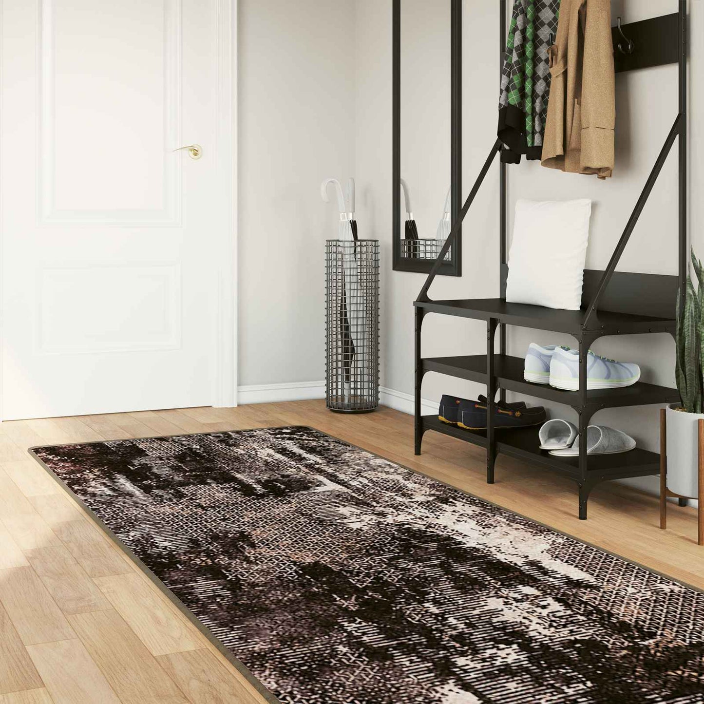 Tæppe Runner MARSA Sort 100 x 250 cm Polyester og PVC