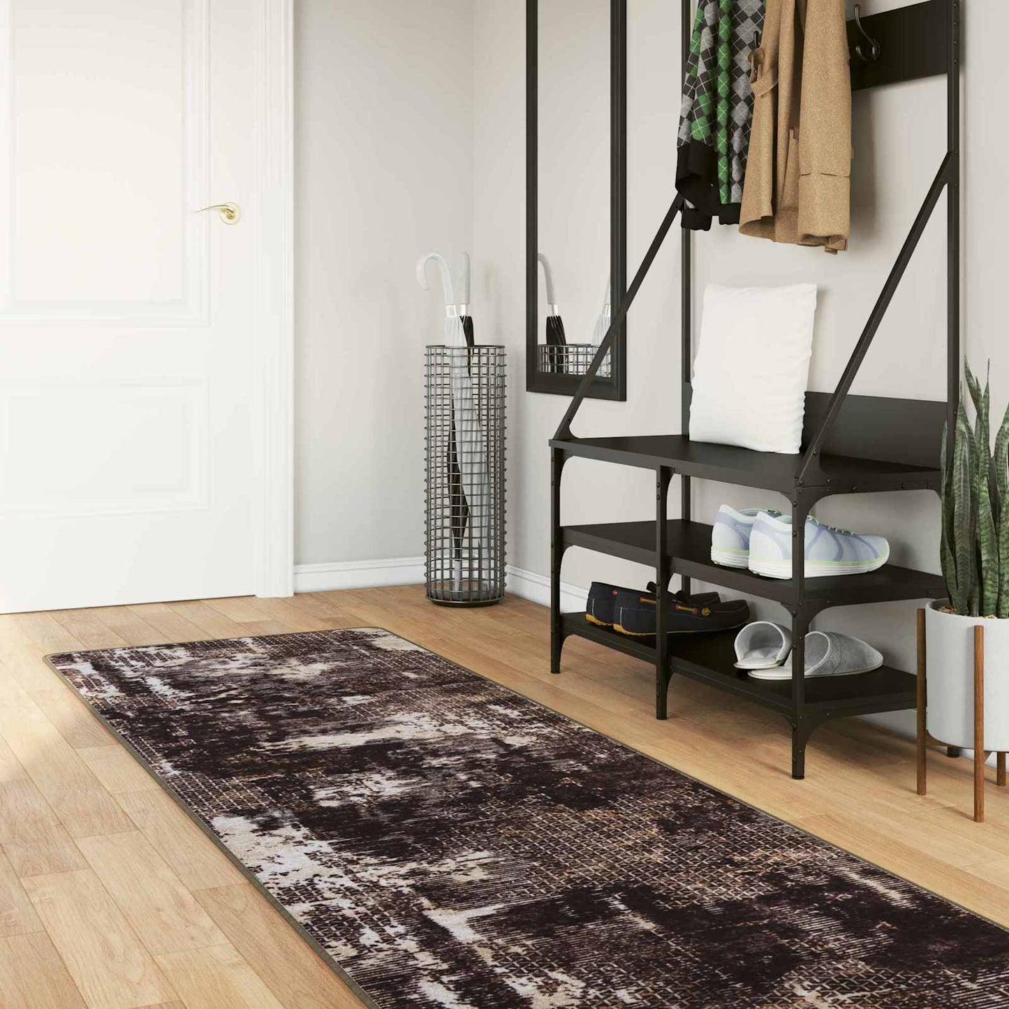 Tæppe Runner MARSA Sort 100 x 400 cm Polyester og PVC