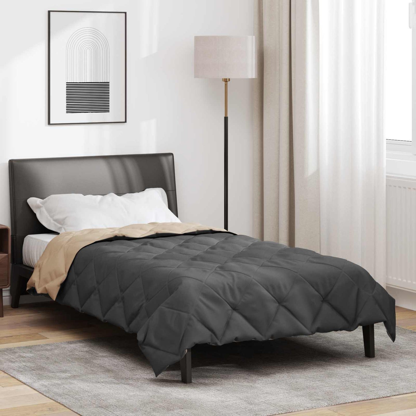 Sommer dyne 220 x 135 cm Sommer 200 gsm Antracit og Taupe