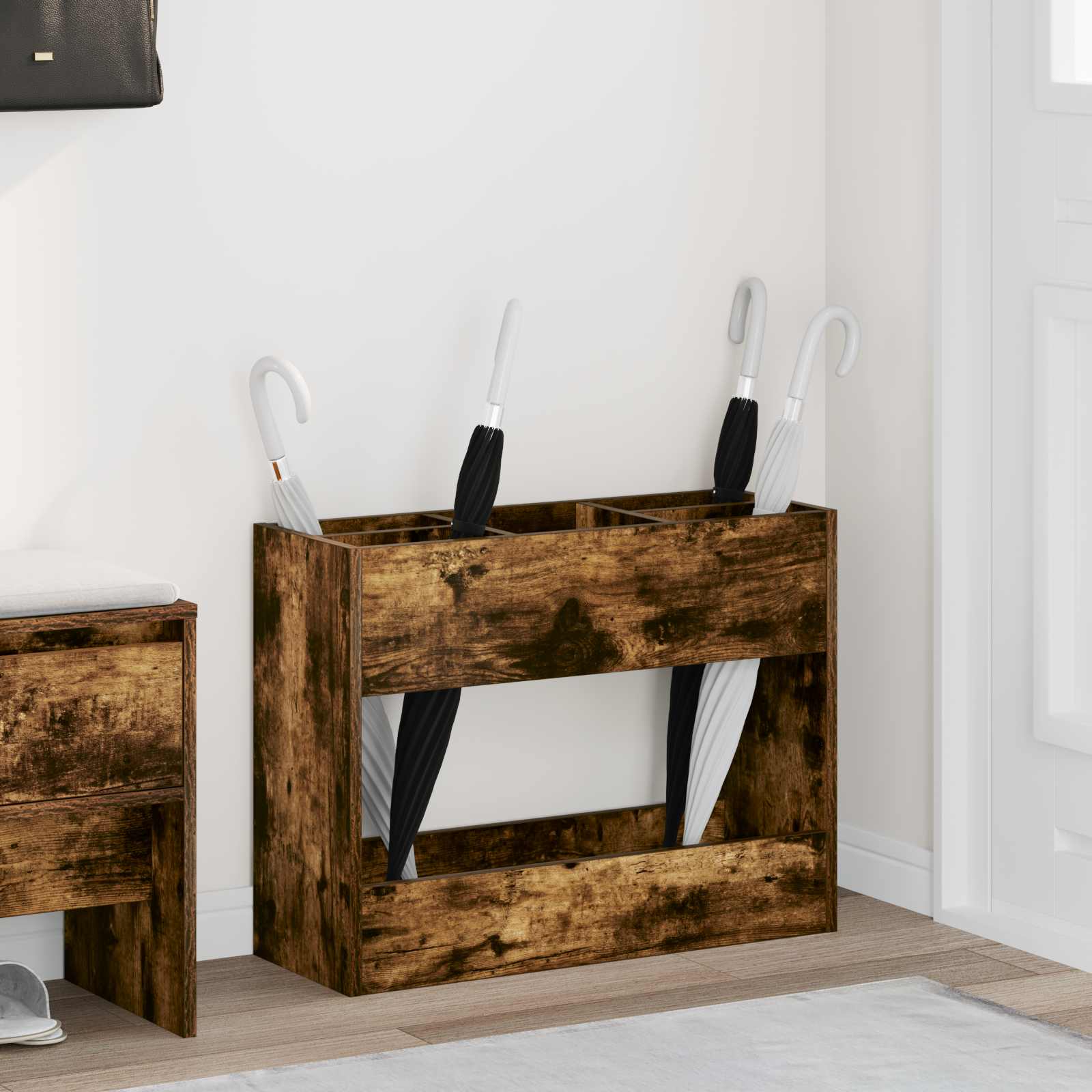 Parasolfod Røget eg 65 x 24 x 50 cm Konstrueret træ billede