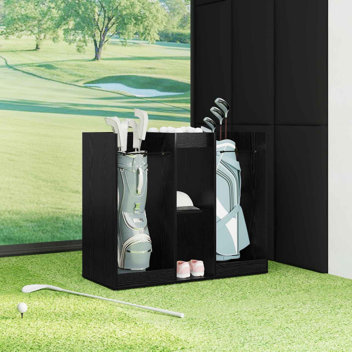 Golf Skab Ensfarvet Sort eg 102 x 45 x 85,5 cm