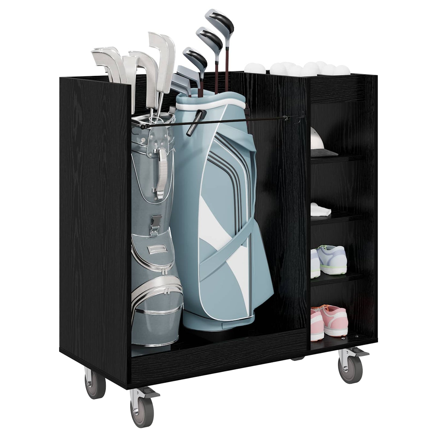 Golf Skab med hjul Ensfarvet Sort eg 90 x 45 x 98 cm