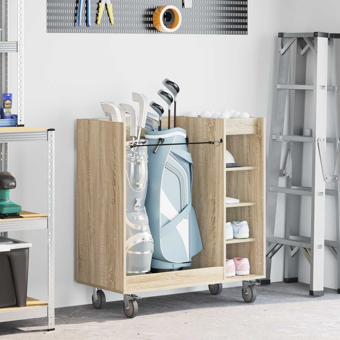 Golf Skab med hjul Ensfarvet Sonoma eg 90 x 45 x 98 cm
