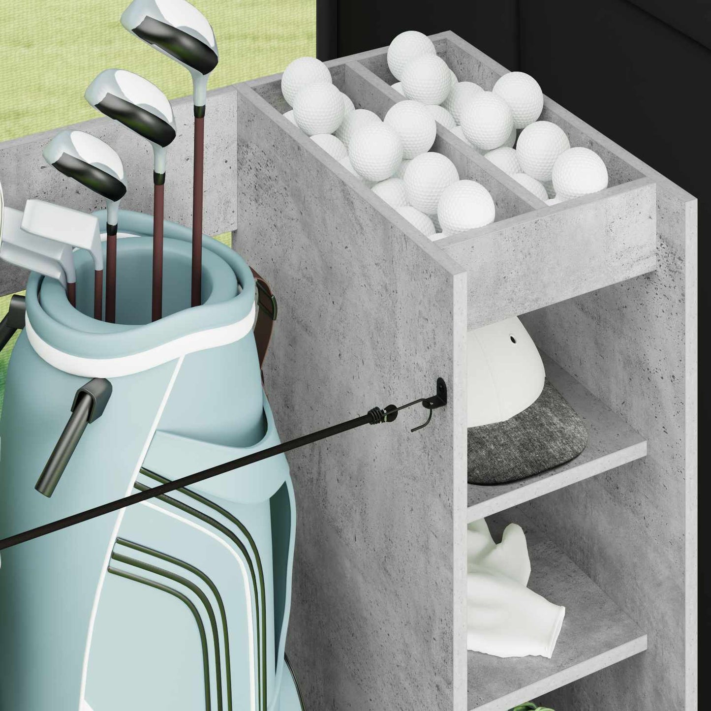 Golf Skab med hjul Ensfarvet Beton Grå 90 x 45 x 98 cm