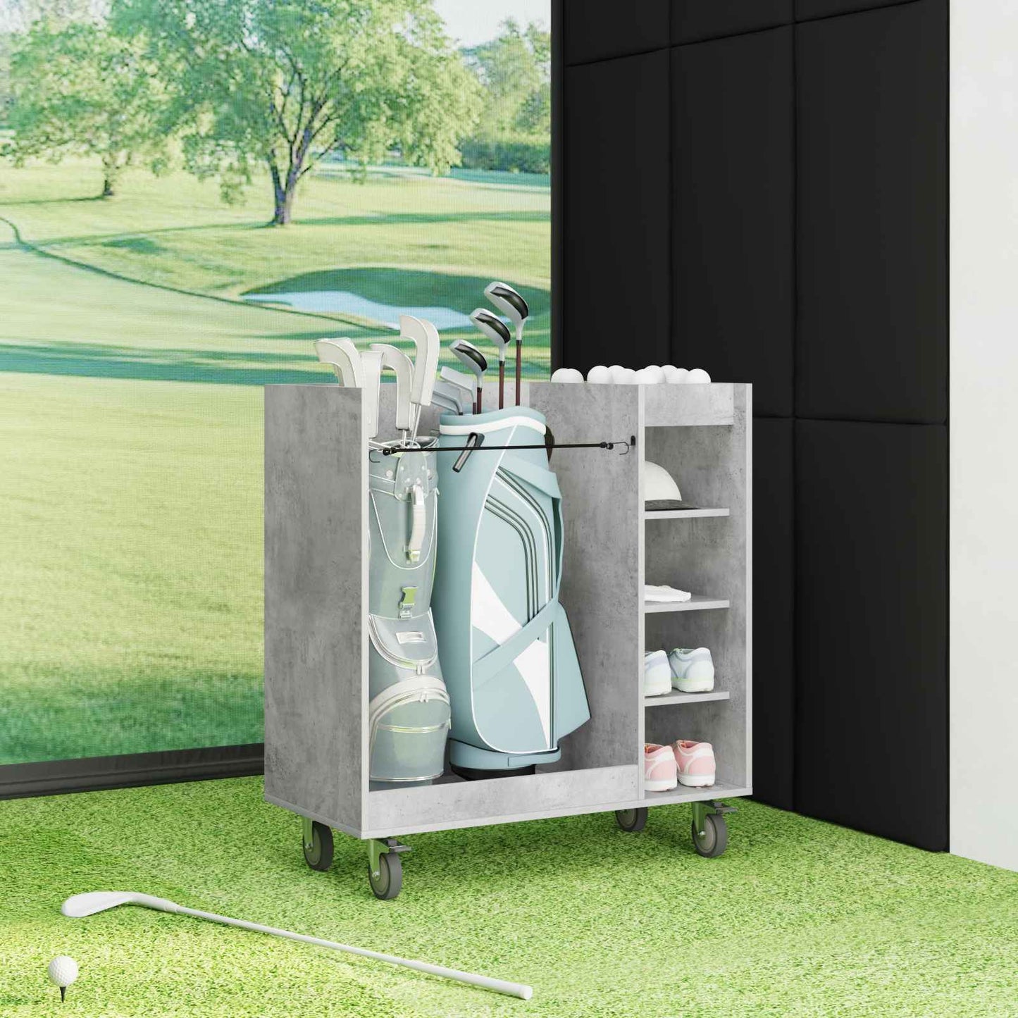 Golf Skab med hjul Ensfarvet Beton Grå 90 x 45 x 98 cm