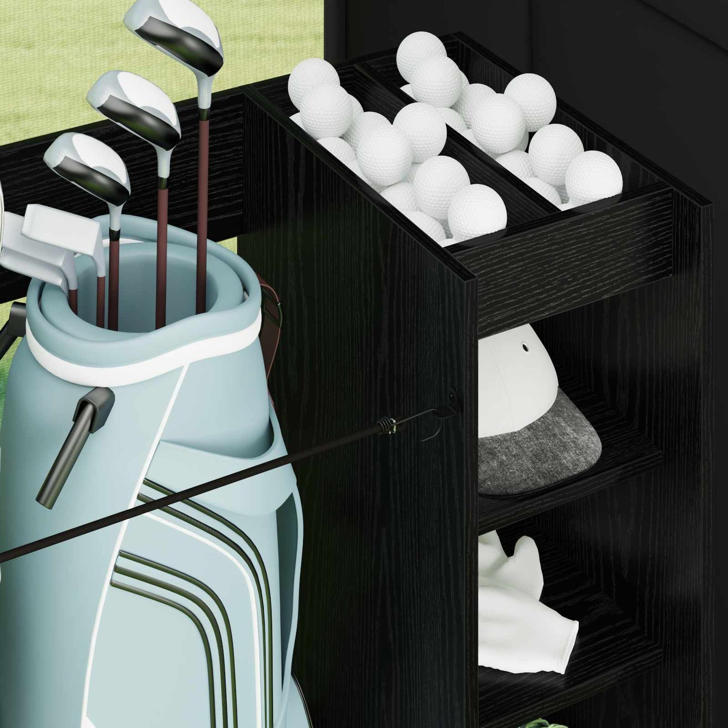 Golf Skab med hjul Ensfarvet Sort eg 120 x 45 x 98 cm