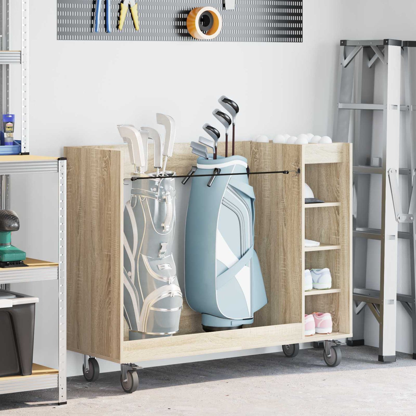 Golf Skab med hjul Ensfarvet Sonoma eg 120 x 45 x 98 cm