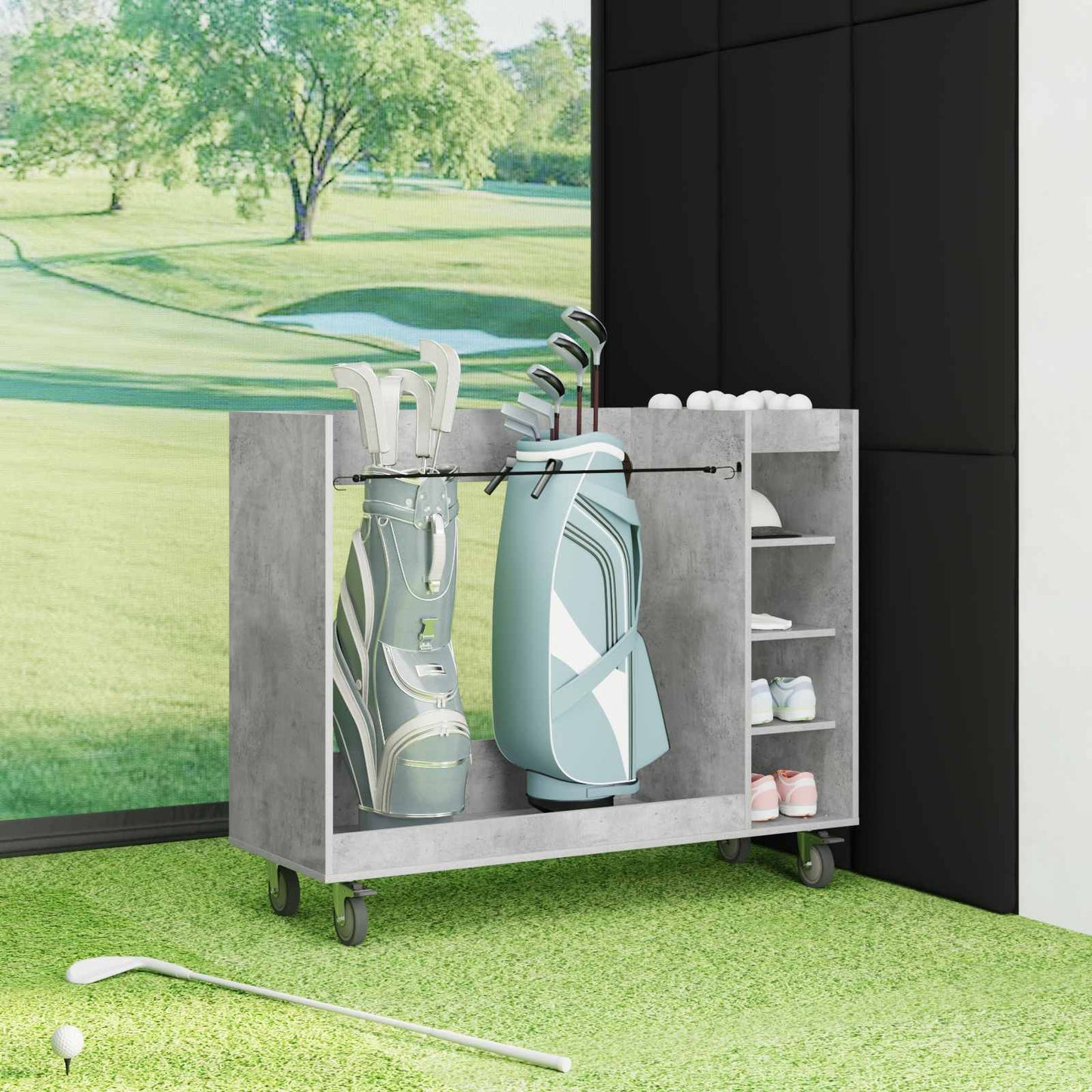 Golf Skab med hjul Ensfarvet Beton Grå 120 x 45 x 98 cm