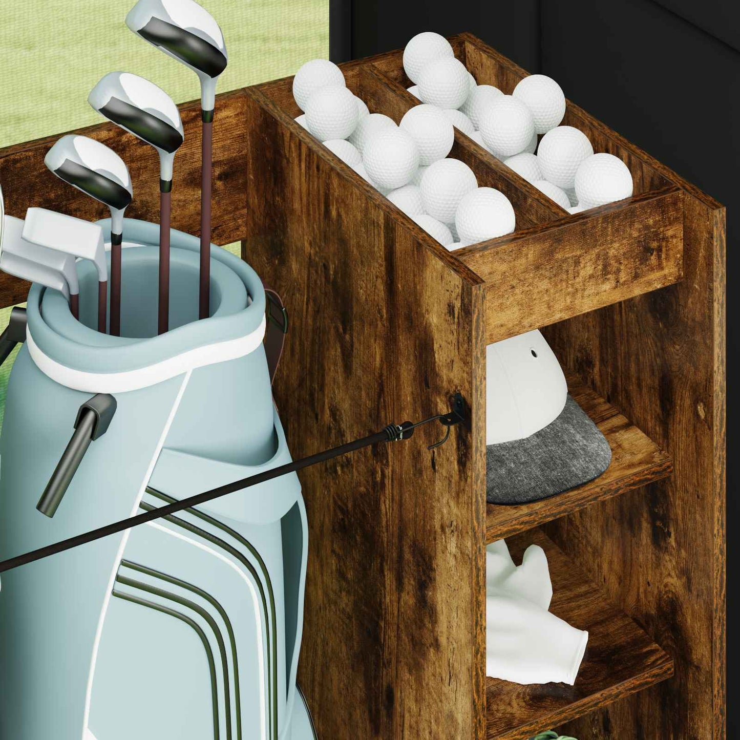 Golf Skab med hjul Ensfarvet Røget eg 120 x 45 x 98 cm