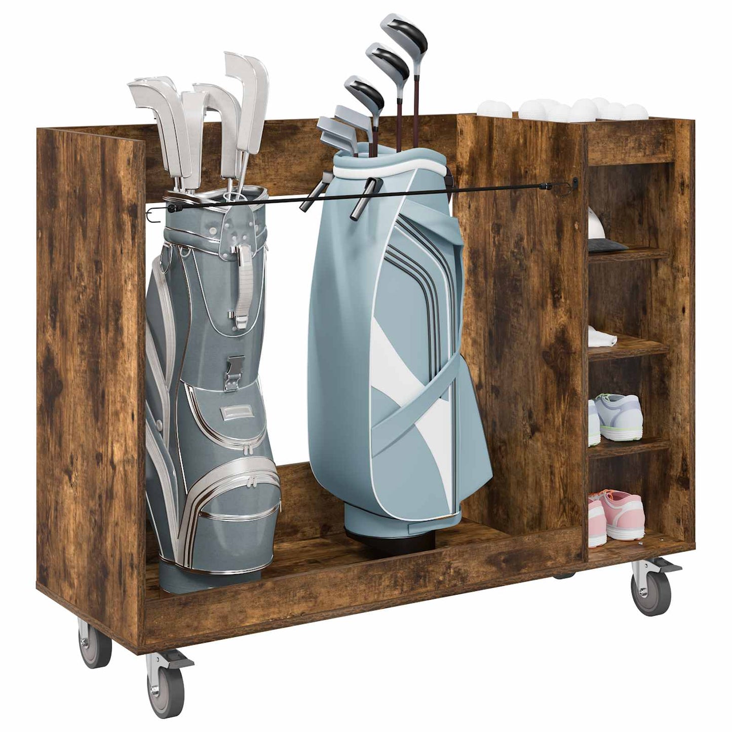 Golf Skab med hjul Ensfarvet Røget eg 120 x 45 x 98 cm
