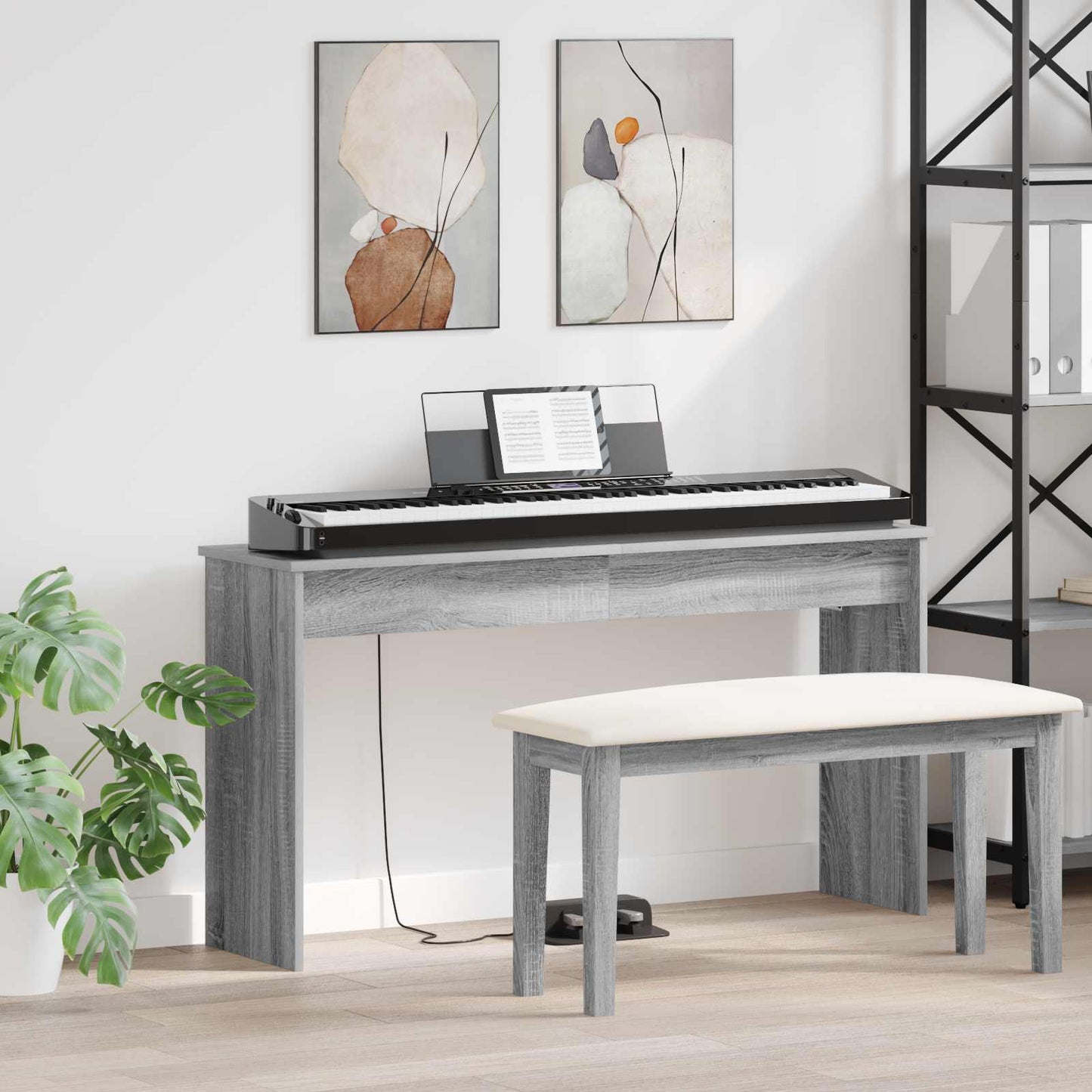 Keyboard Stand Grå Sonoma 120 x 32 x 64 cm Konstrueret træ