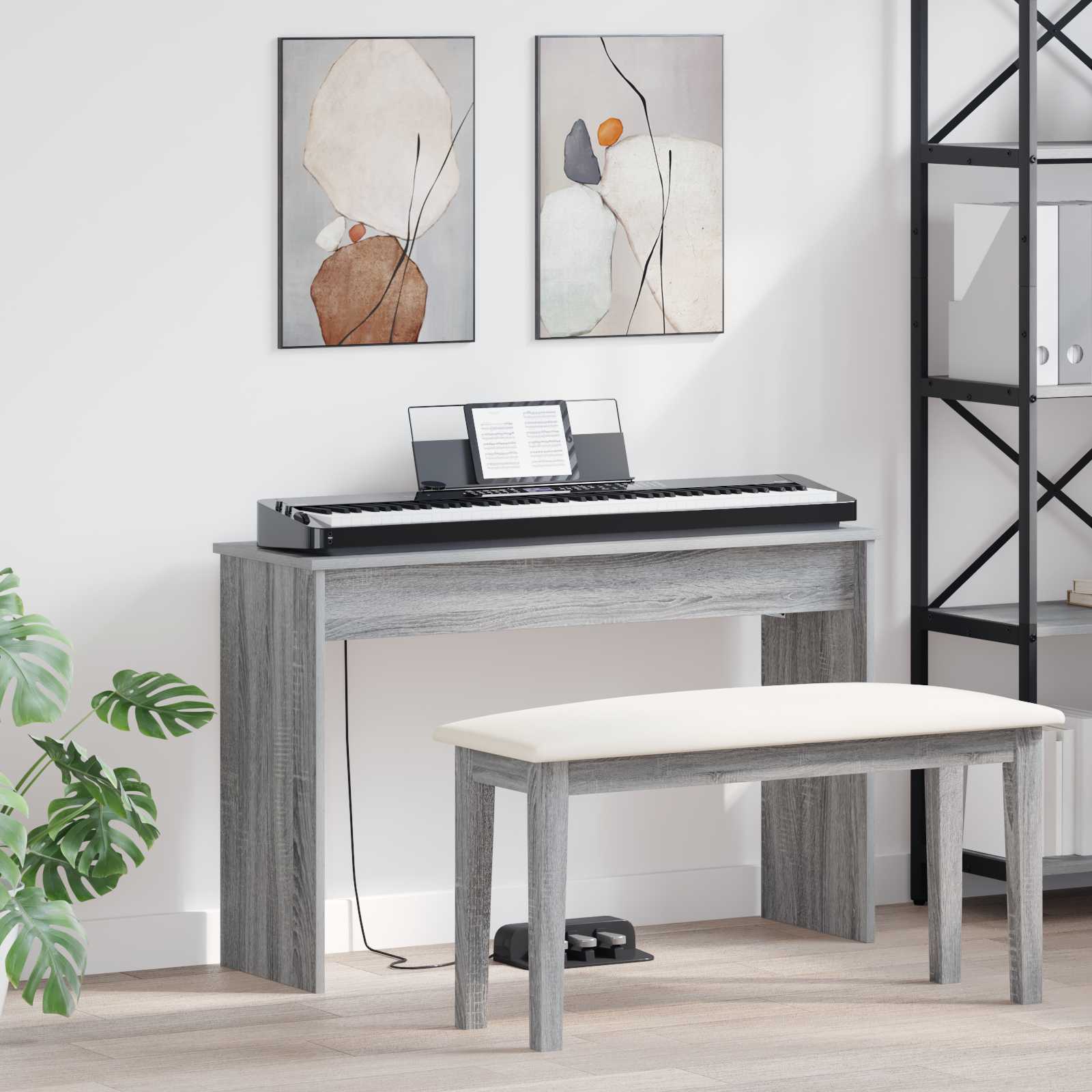 Keyboard Stand Grå Sonoma 100 x 32 x 64 cm Konstrueret træ billede