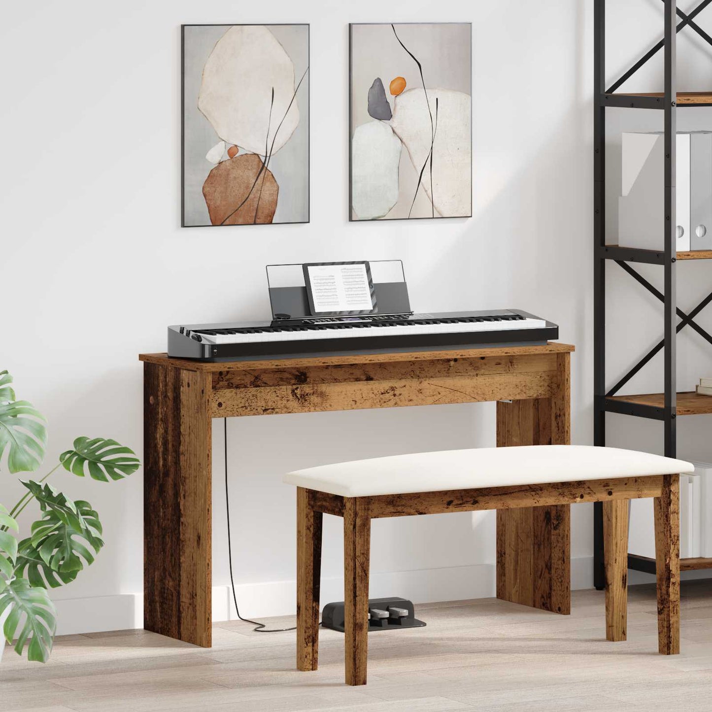 Keyboard Stand Gammelt træ 100 x 32 x 64 cm Konstrueret træ