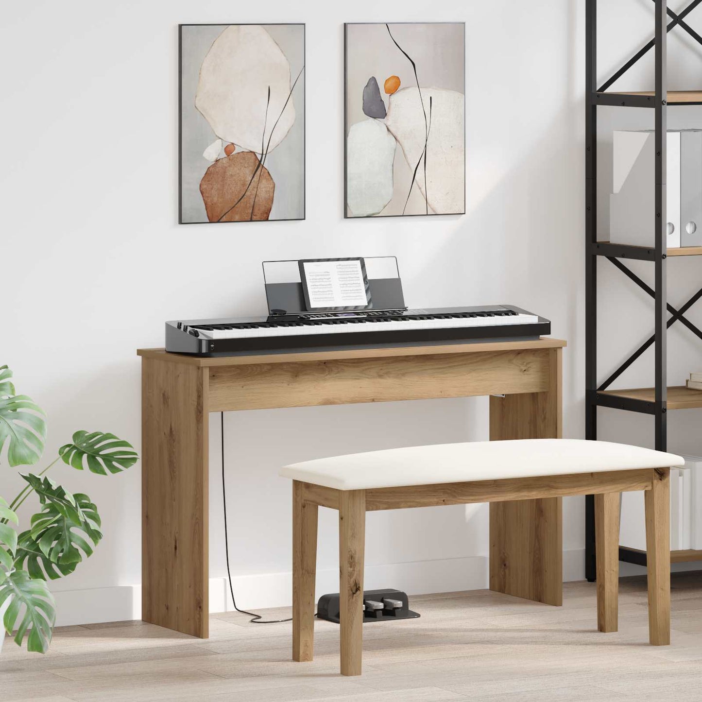 Keyboard Stand Artisan Egetræ 100 x 32 x 64 cm Konstrueret træ