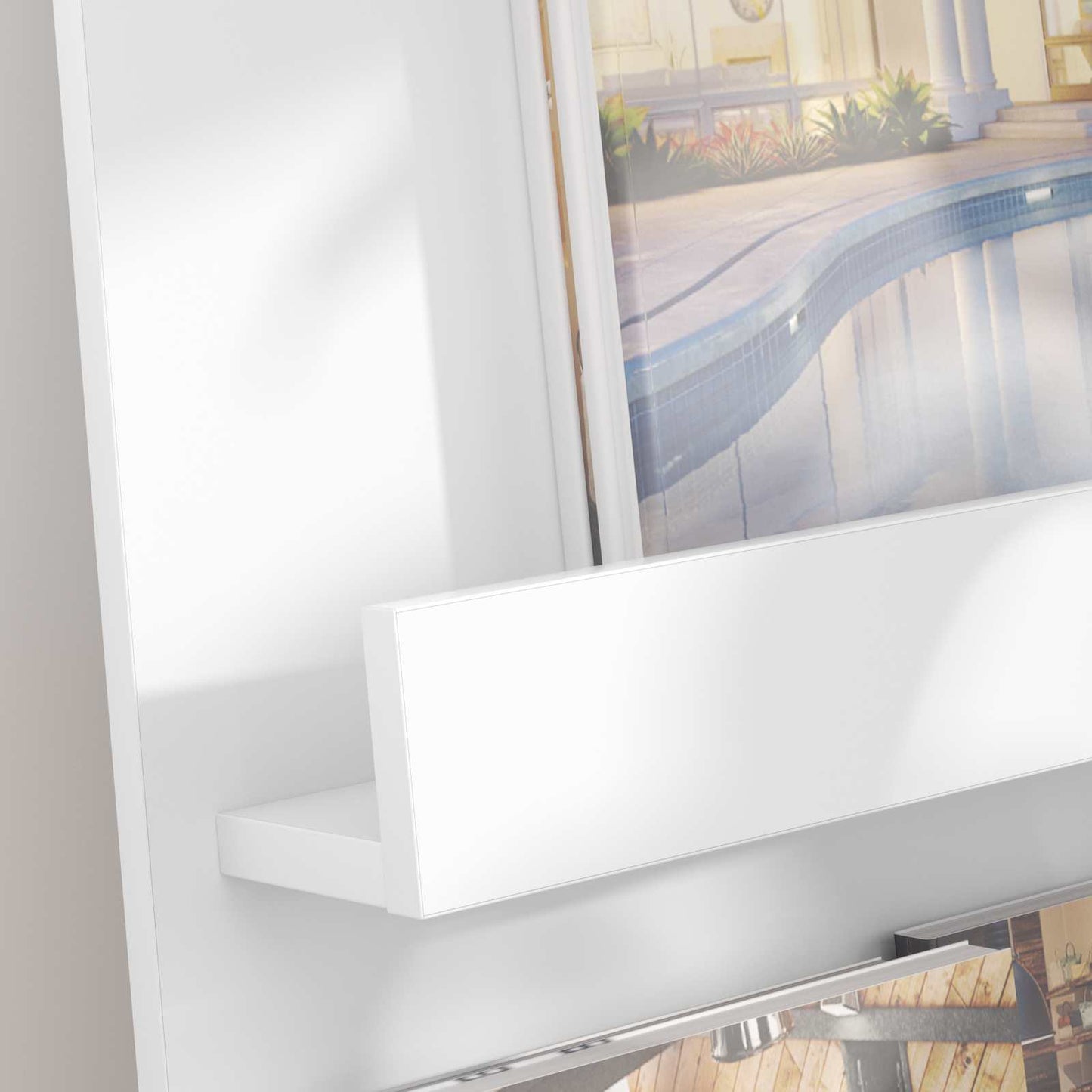 Magasin Rack med hylde Hvid 43 x 11 x 102 cm Konstrueret træ