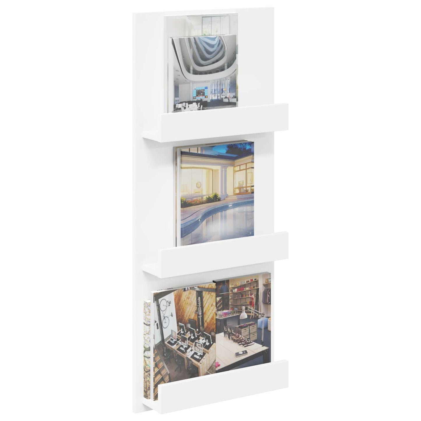 Magasin Rack med hylde Hvid 43 x 11 x 102 cm Konstrueret træ