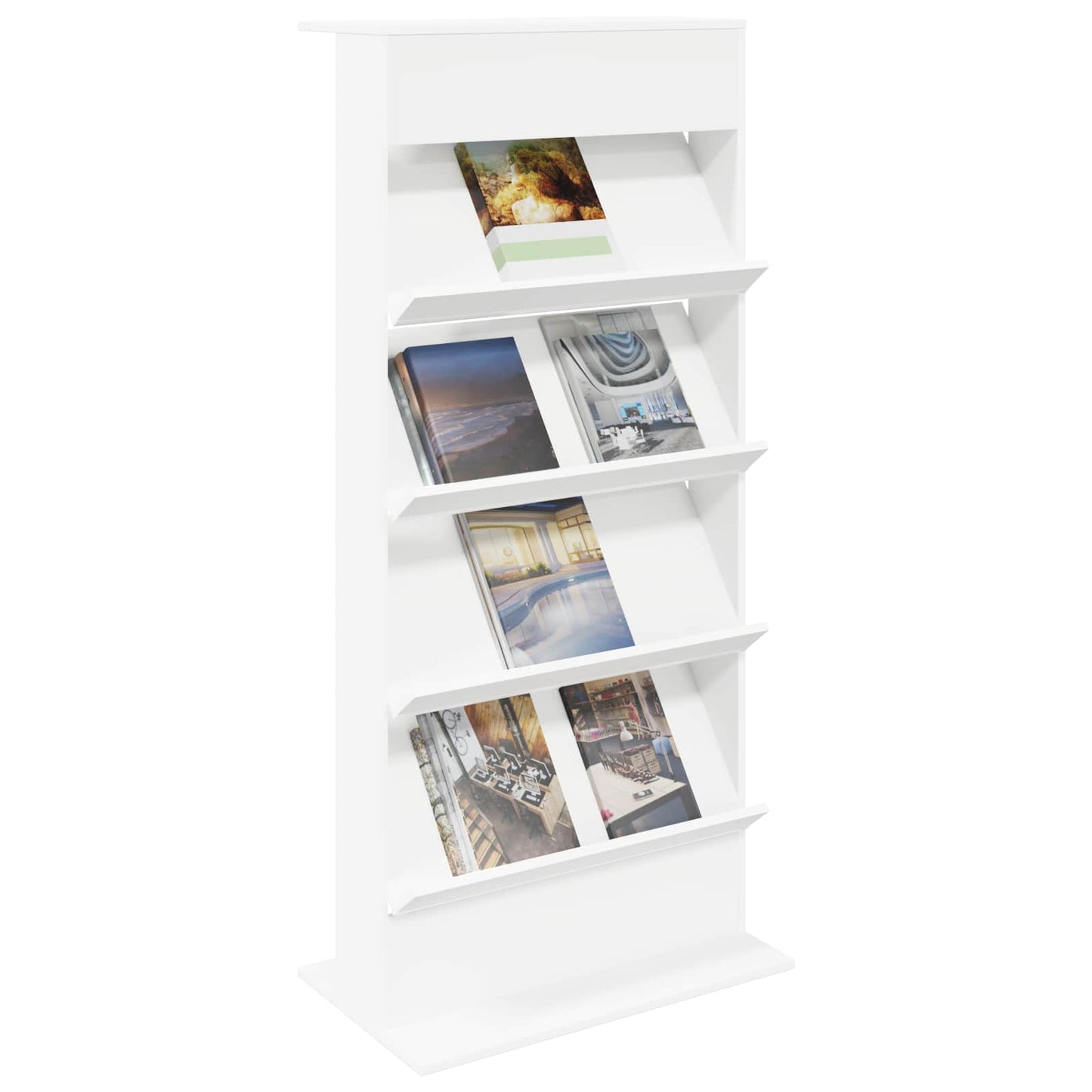 Magasin Rack med hylde Hvid 70 x 41 x 156 cm Konstrueret træ