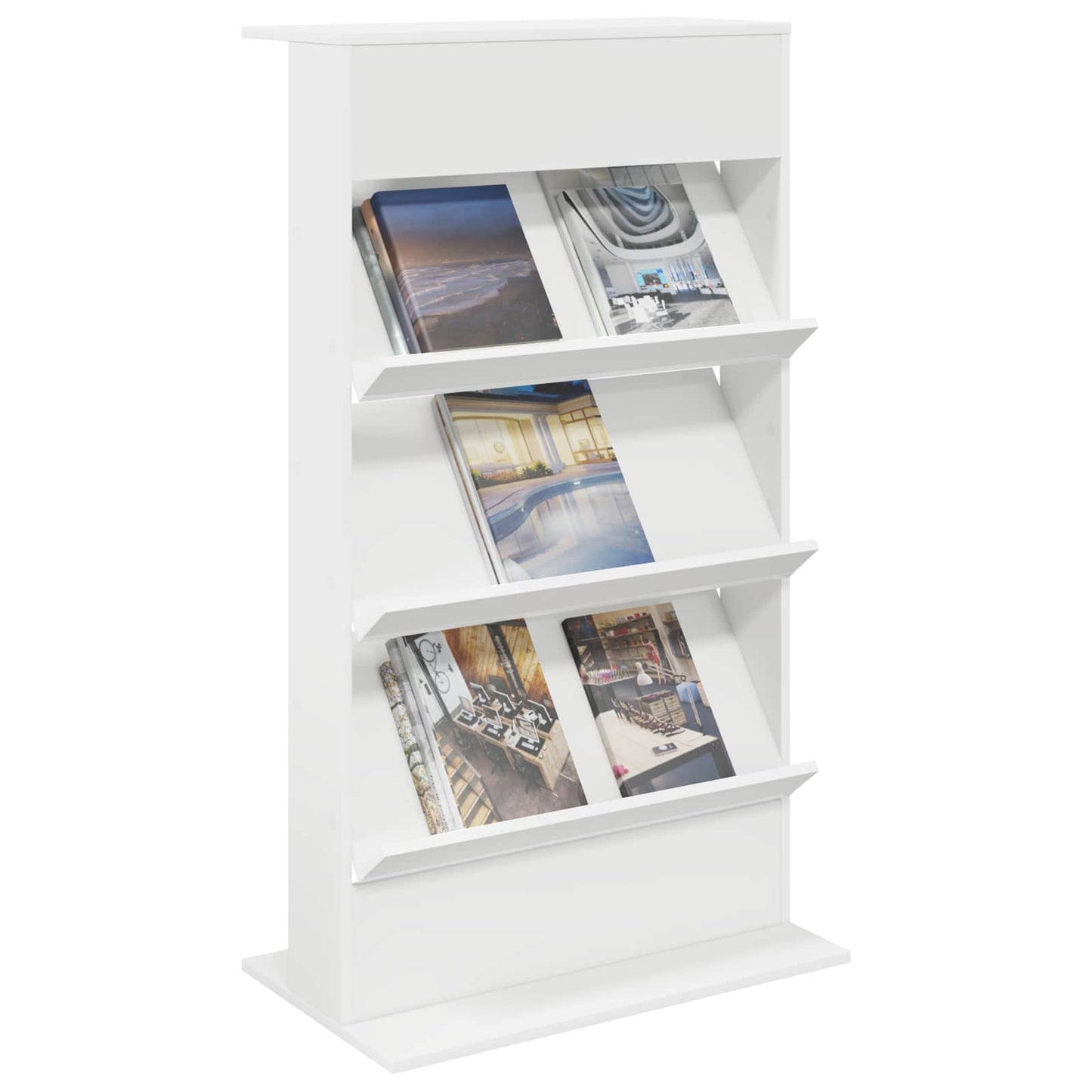 Magasin Rack med hylde Hvid 70 x 41 x 126 cm Konstrueret træ