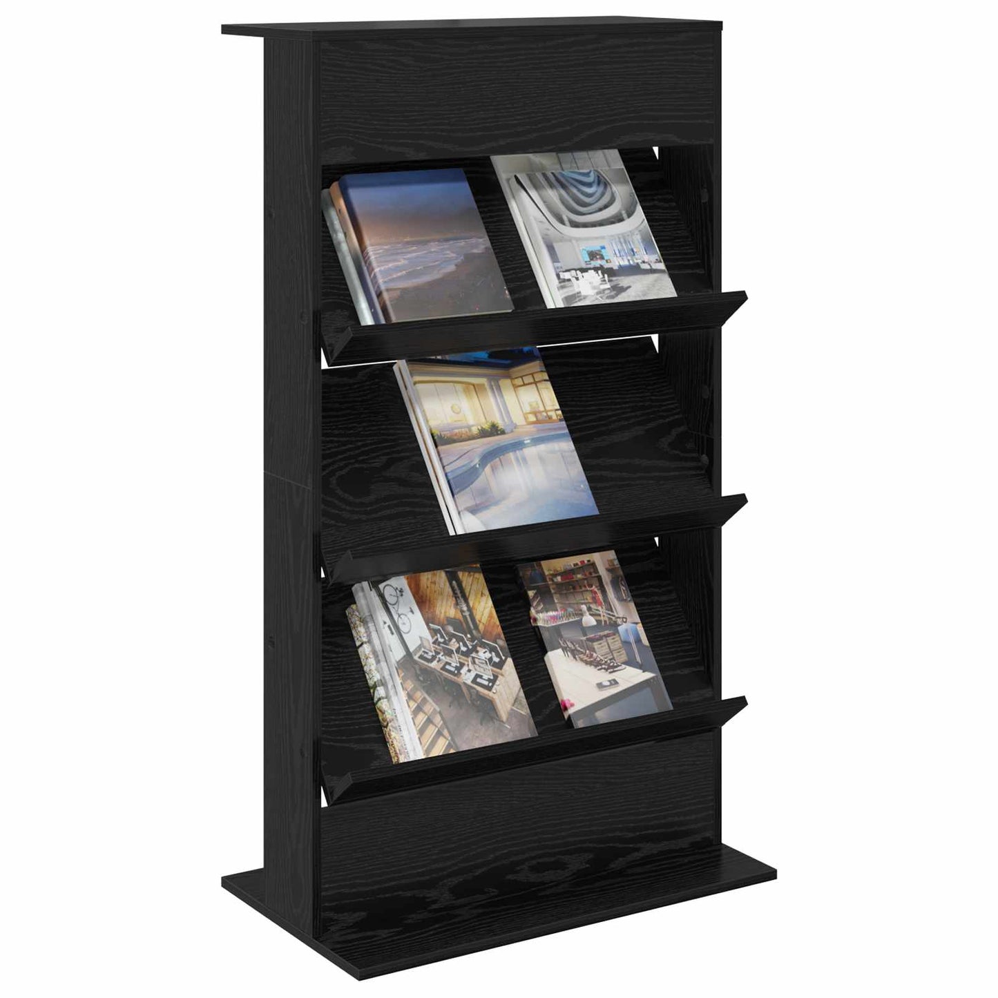 Magasin Rack med hylde Sort eg 70 x 41 x 126 cm Konstrueret træ