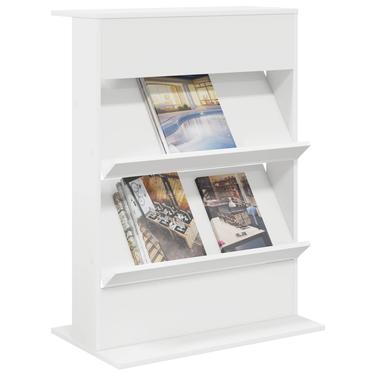 Magasin Rack med hylde Hvid 70 x 41 x 96 cm Konstrueret træ