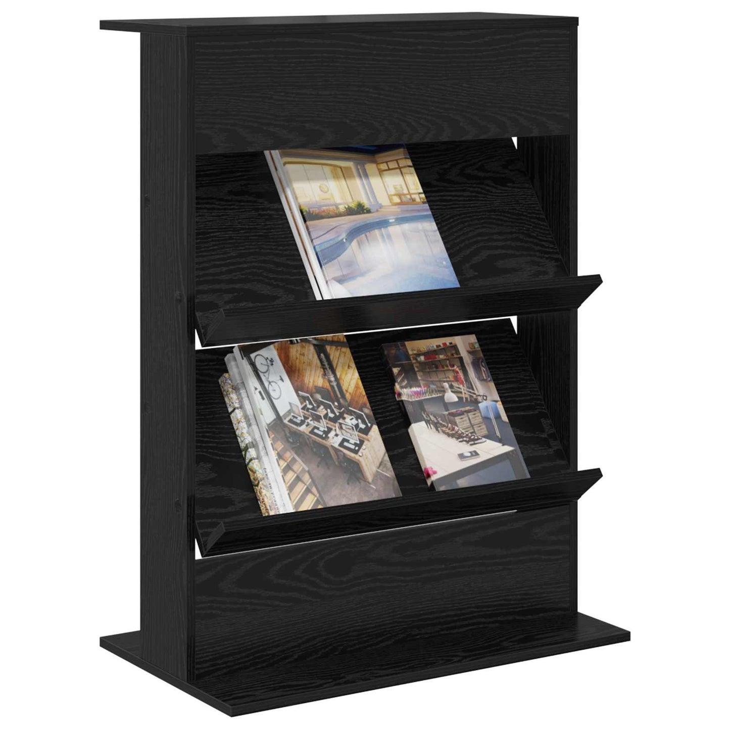 Magasin Rack med hylde Sort eg 70 x 41 x 96 cm Konstrueret træ