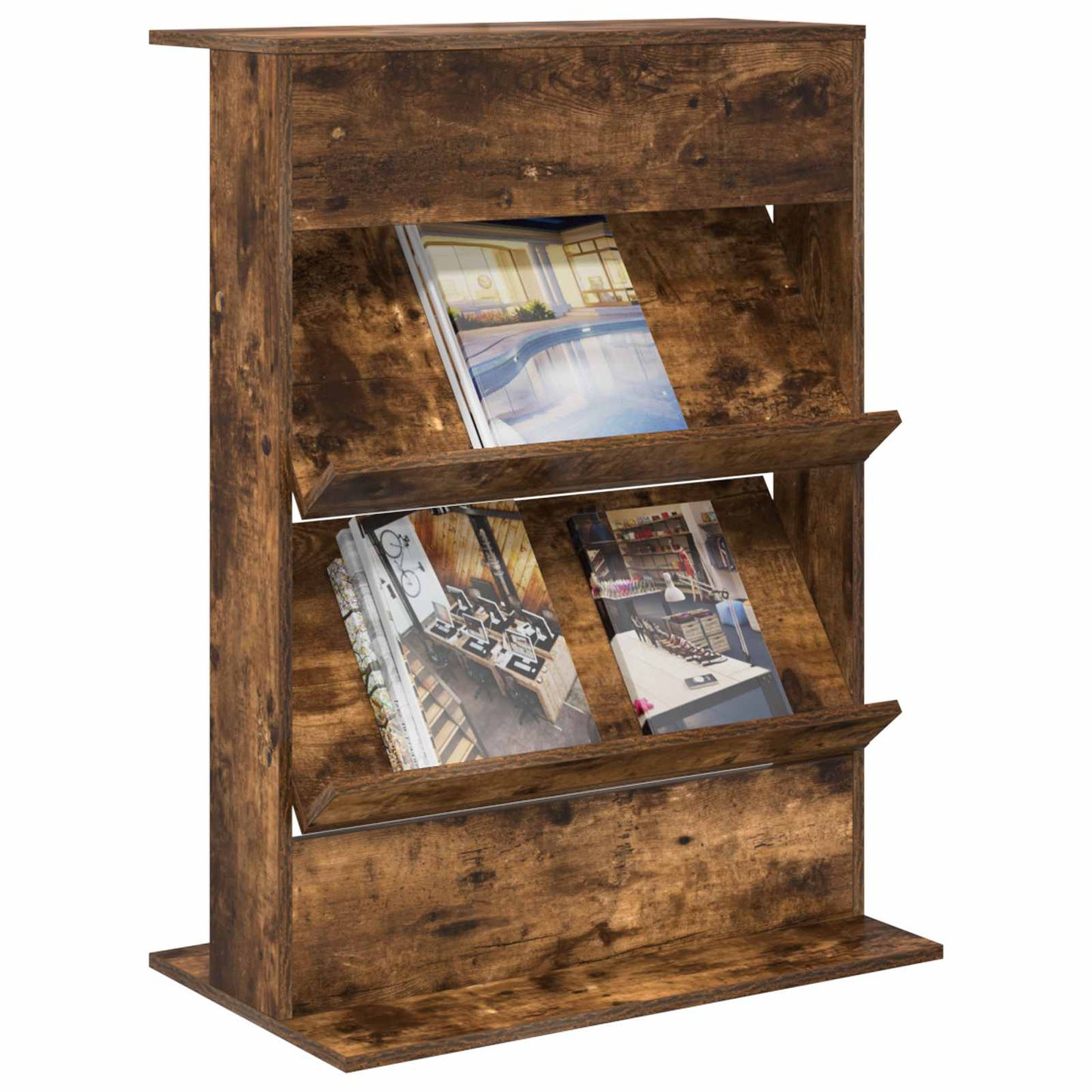 Magasin Rack med hylde Røget eg 70 x 41 x 96 cm Konstrueret træ