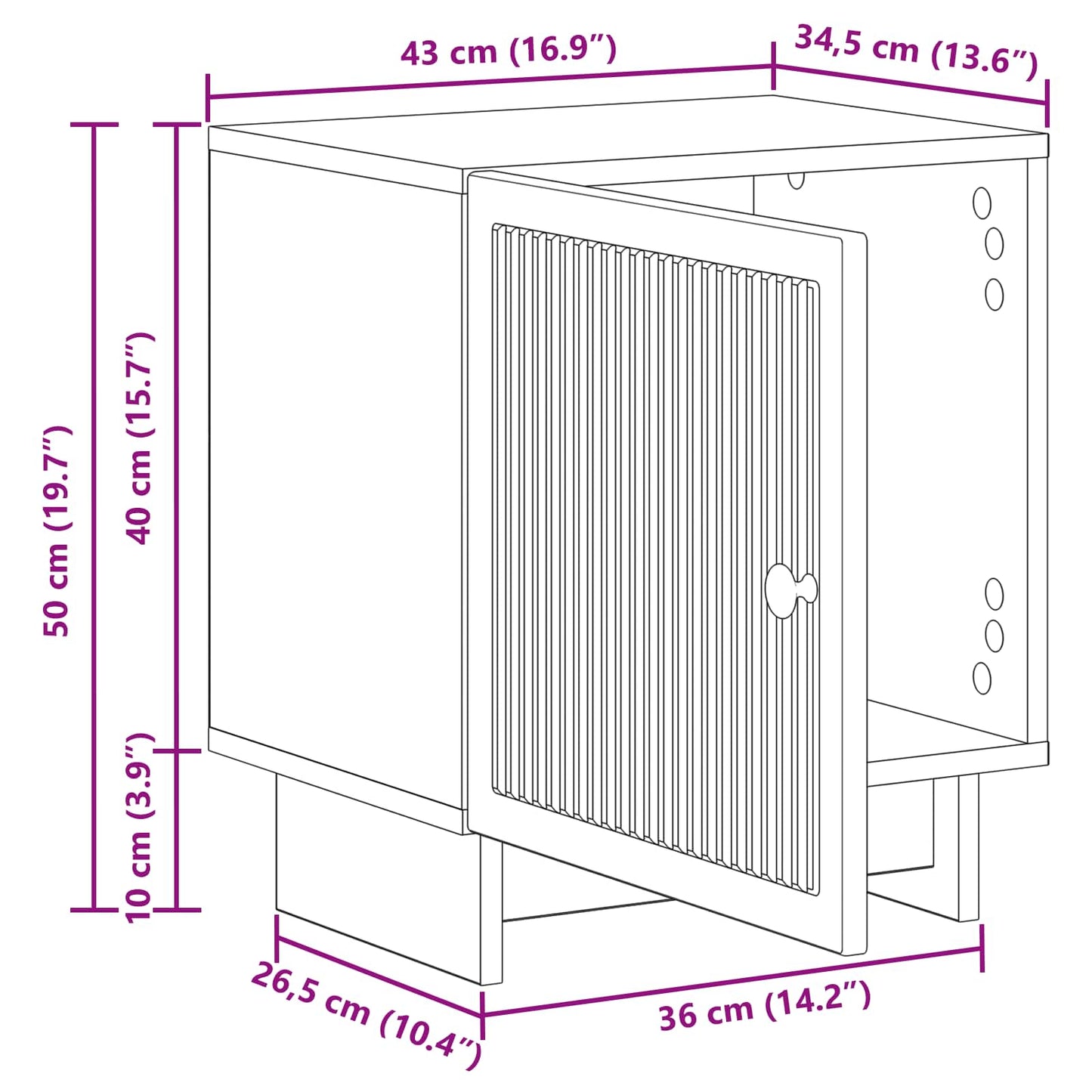 Natskab 2 pcs Sort 43 x 34,5 x 50 cm Konstrueret træ