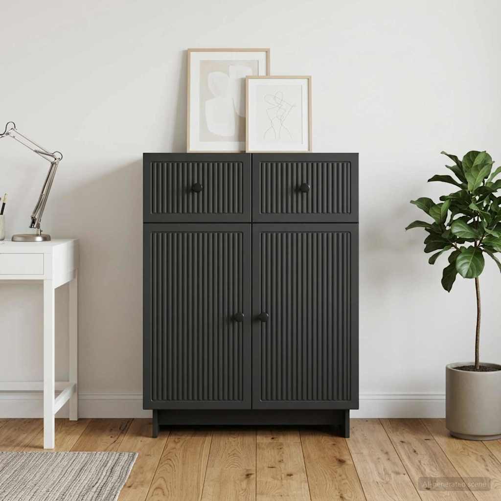 Sideboard med skuffe Sort 66 x 34,5 x 90 cm Konstrueret træ