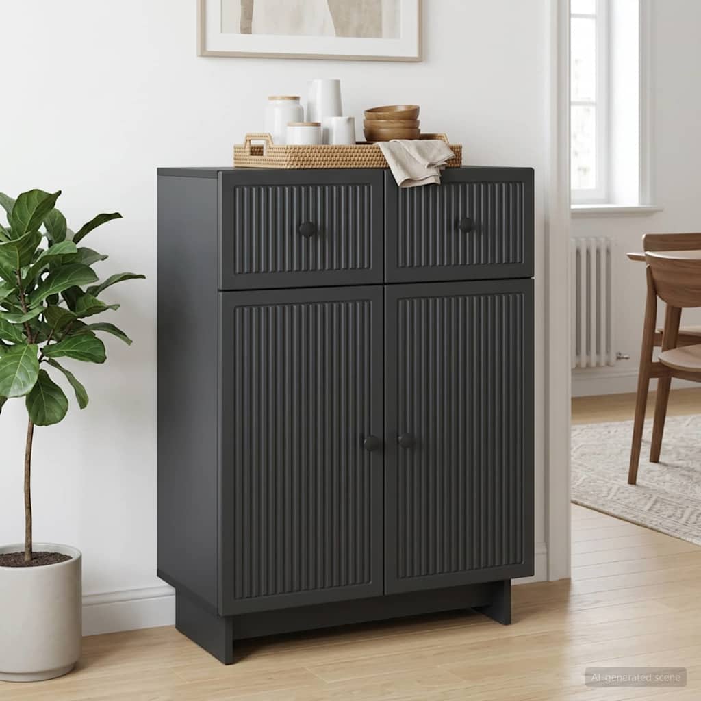 Sideboard med skuffe Sort 66 x 34,5 x 90 cm Konstrueret træ