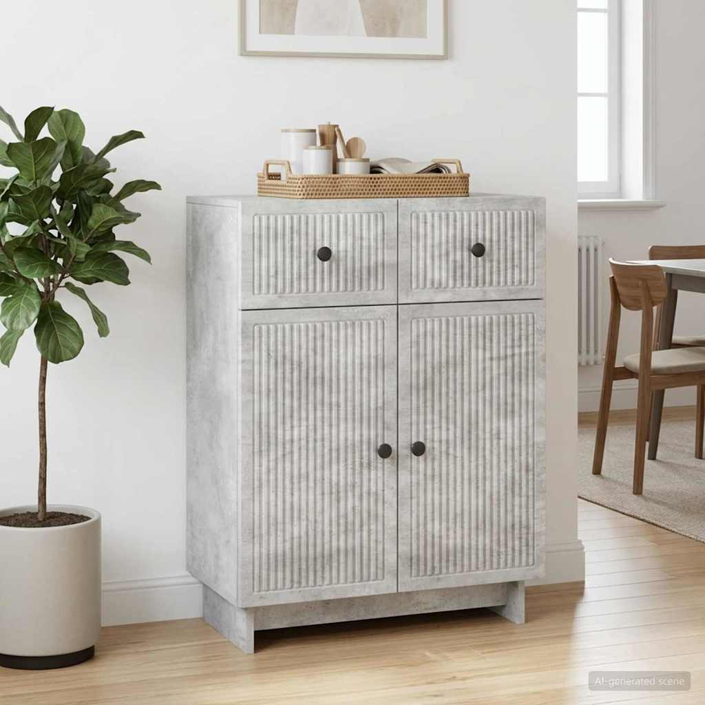 Sideboard med skuffe Betongrå 66 x 34,5 x 90 cm Konstrueret træ
