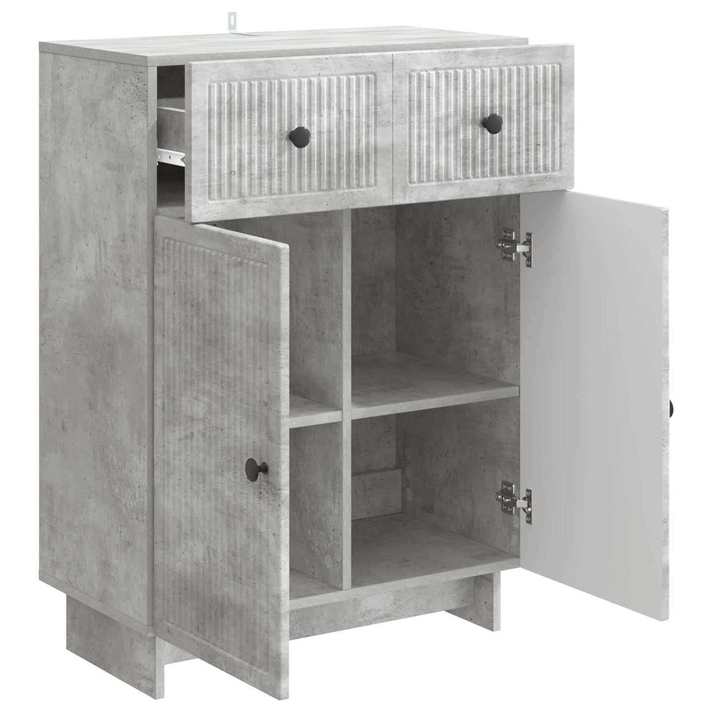 Sideboard med skuffe Betongrå 66 x 34,5 x 90 cm Konstrueret træ