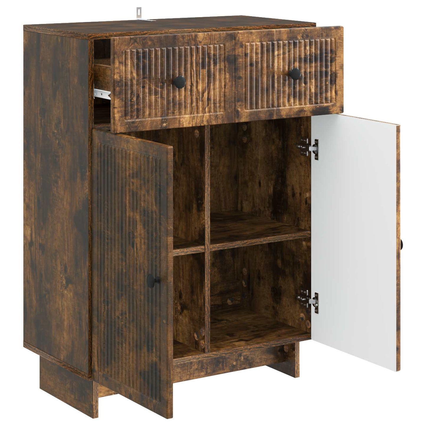 Sideboard med skuffe Røget eg 66 x 34,5 x 90 cm Konstrueret træ
