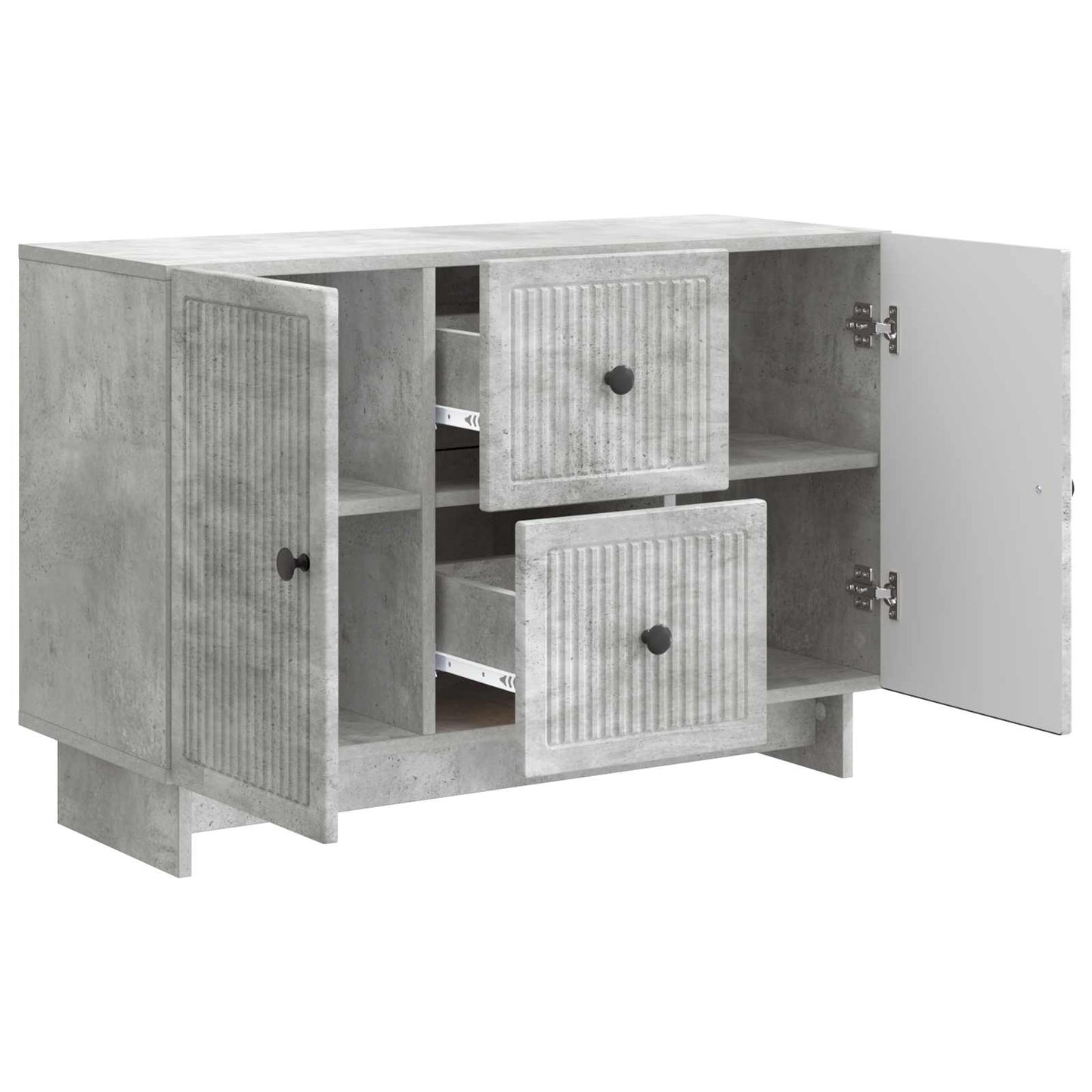 Sideboard med skuffe Betongrå 89 x 34,5 x 60 cm Konstrueret træ