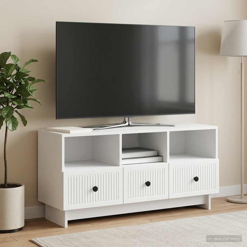 TV-skab med skuffe Hvid 102 x 34,5 x 50 cm Konstrueret træ